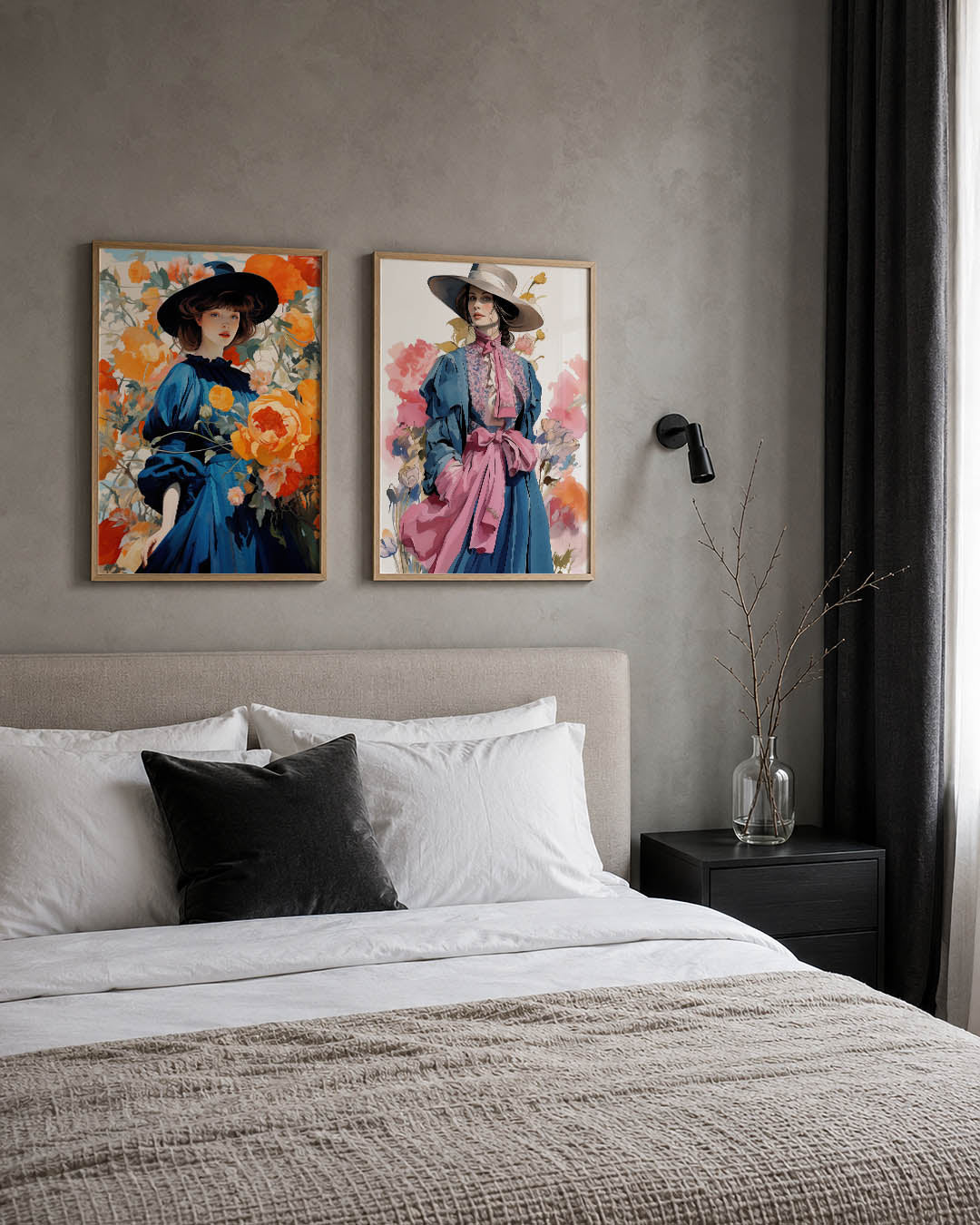 Bloemen en blauw Posterset