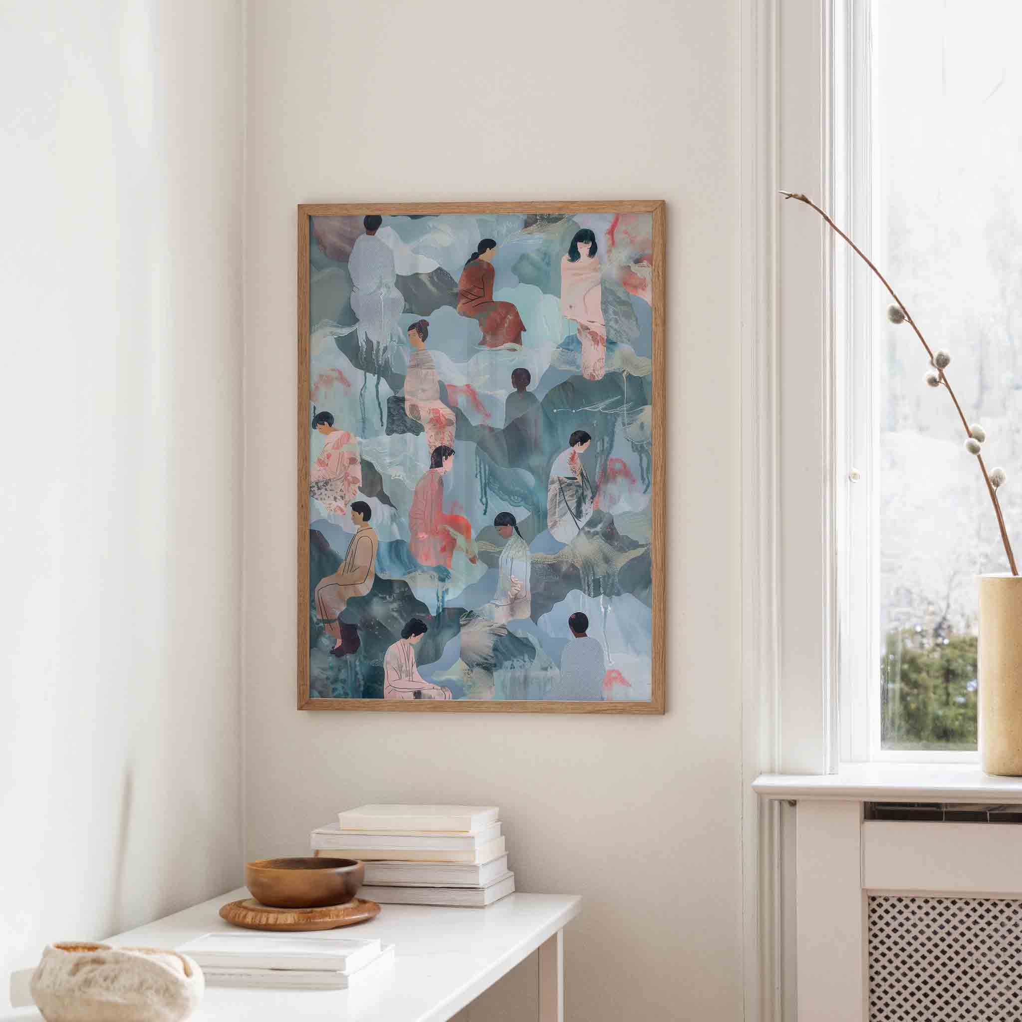 Zittende figuren Poster