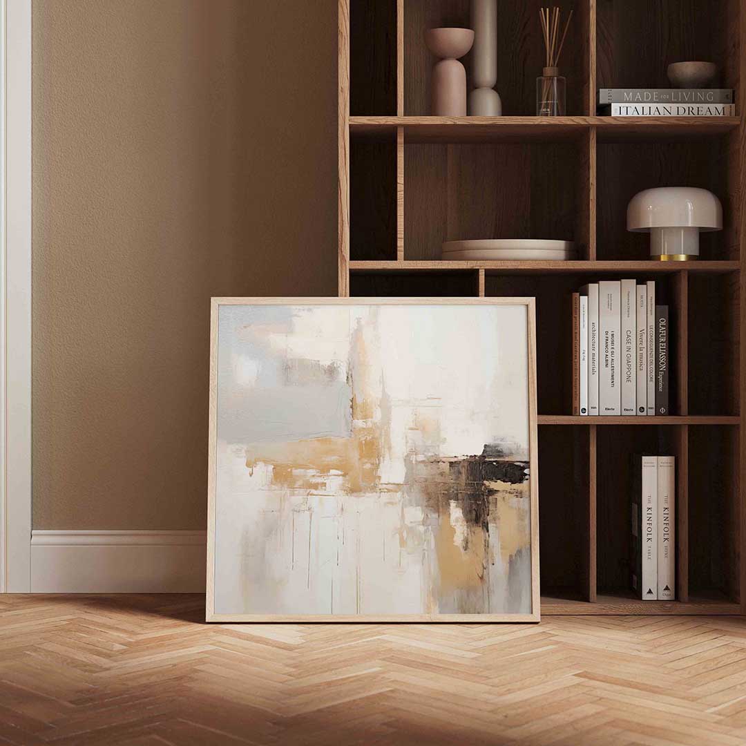 Abstracte beige en grijze Poster