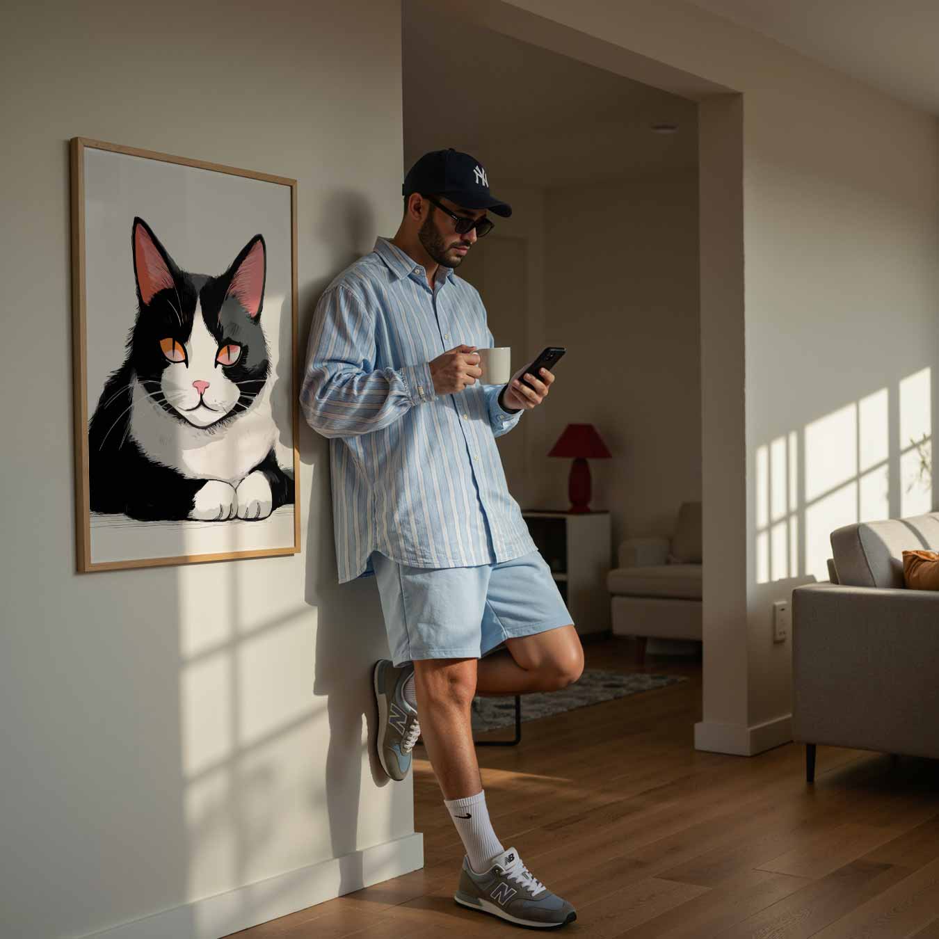Chique Kattenportret in Zwart & Wit Poster-WallArtistic