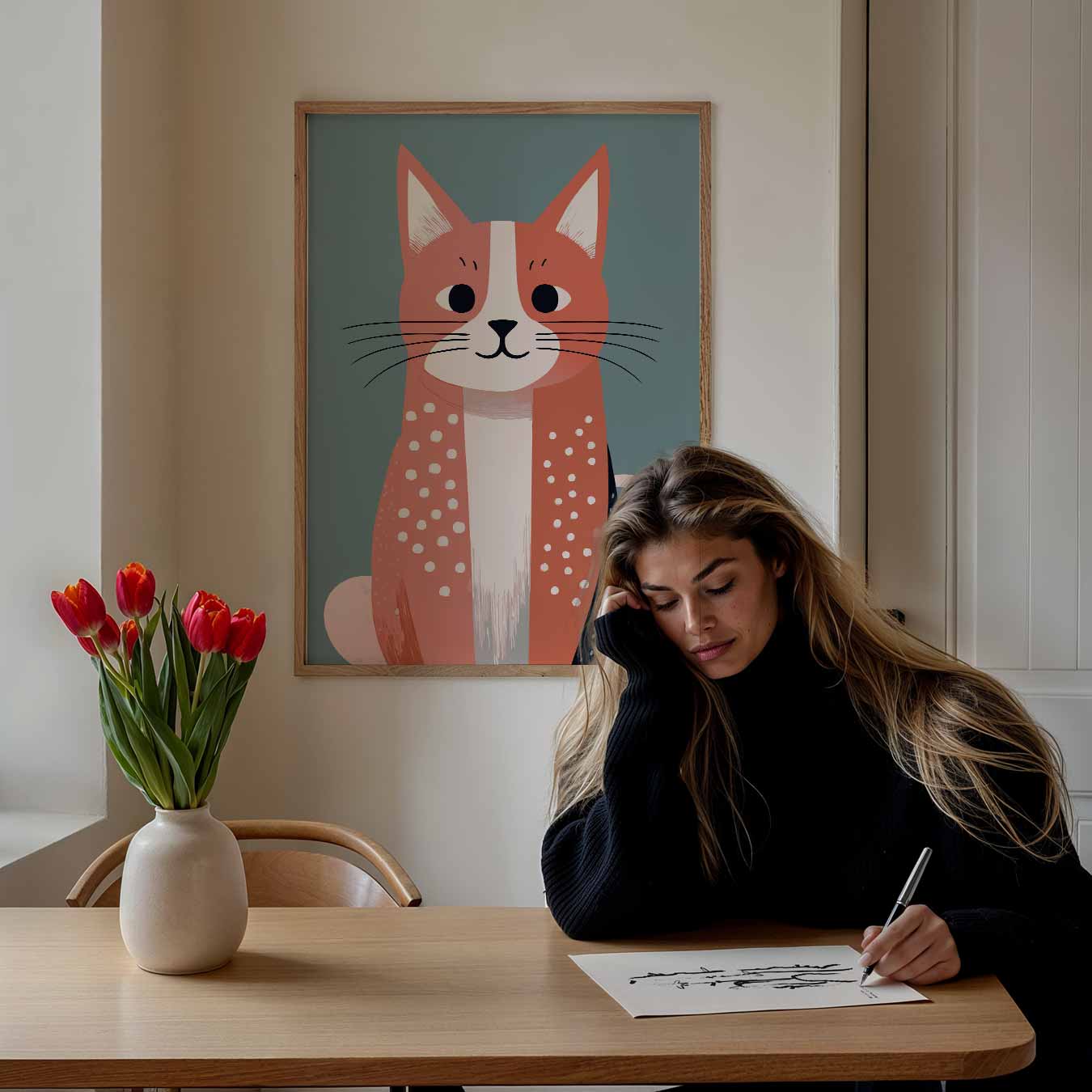 Schattige Kat Illustratie Poster-WallArtistic