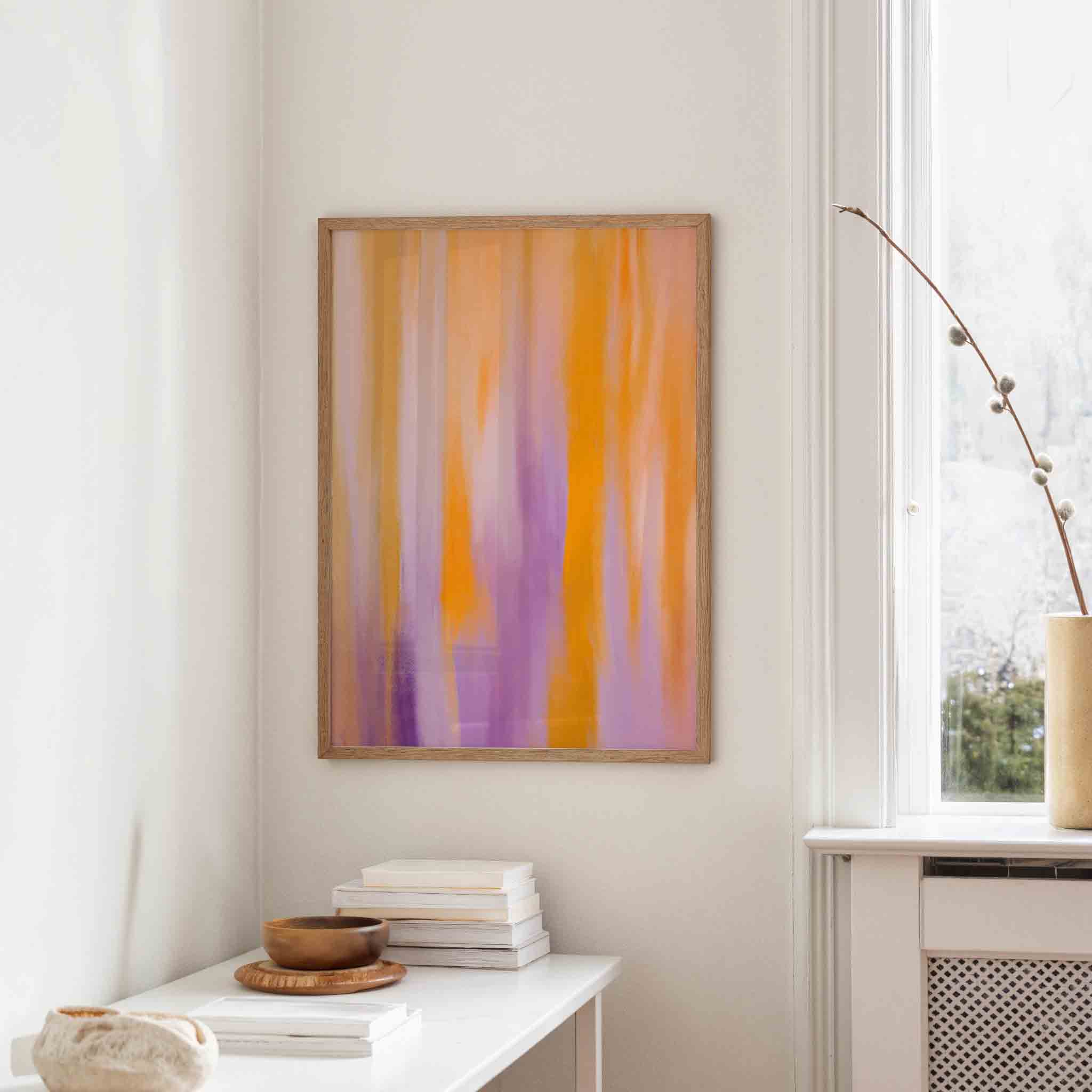 Abstracte oranje en paarse Poster