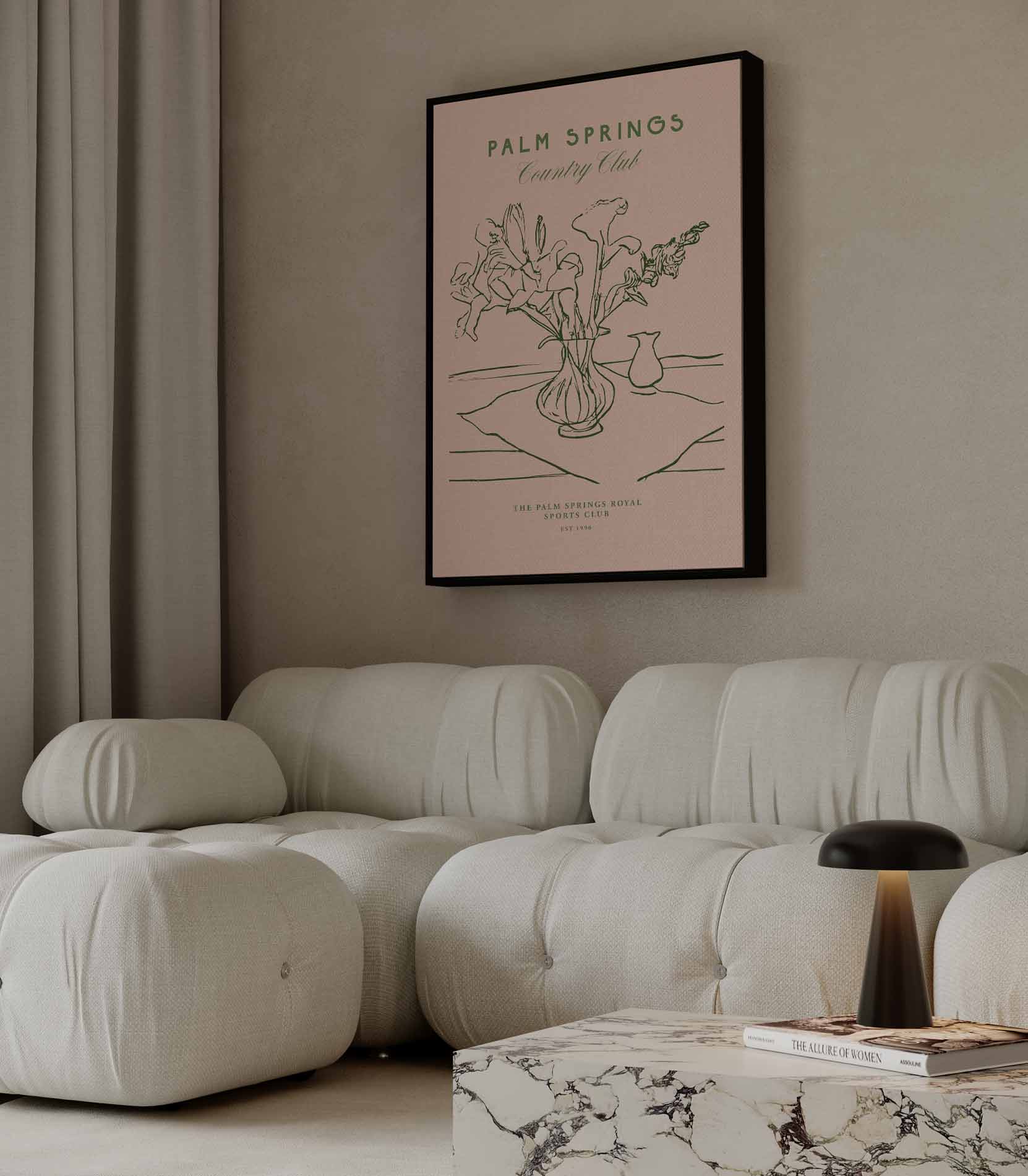 Palm Springs Country Club Bloemenprint Kunstwerk-canvas-dibond-plexiglas-wanddecoratie-WallArtistic