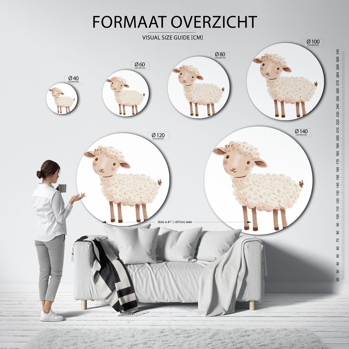 Schattig schaap Muurcirkel