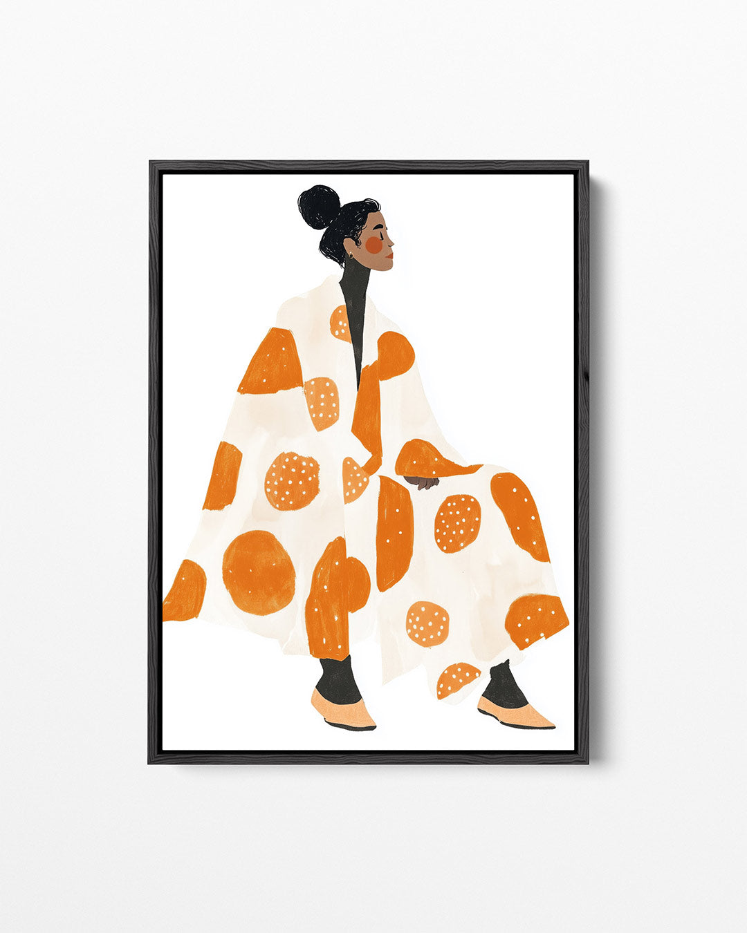 Vrouw in oranje patronen Kunstwerk