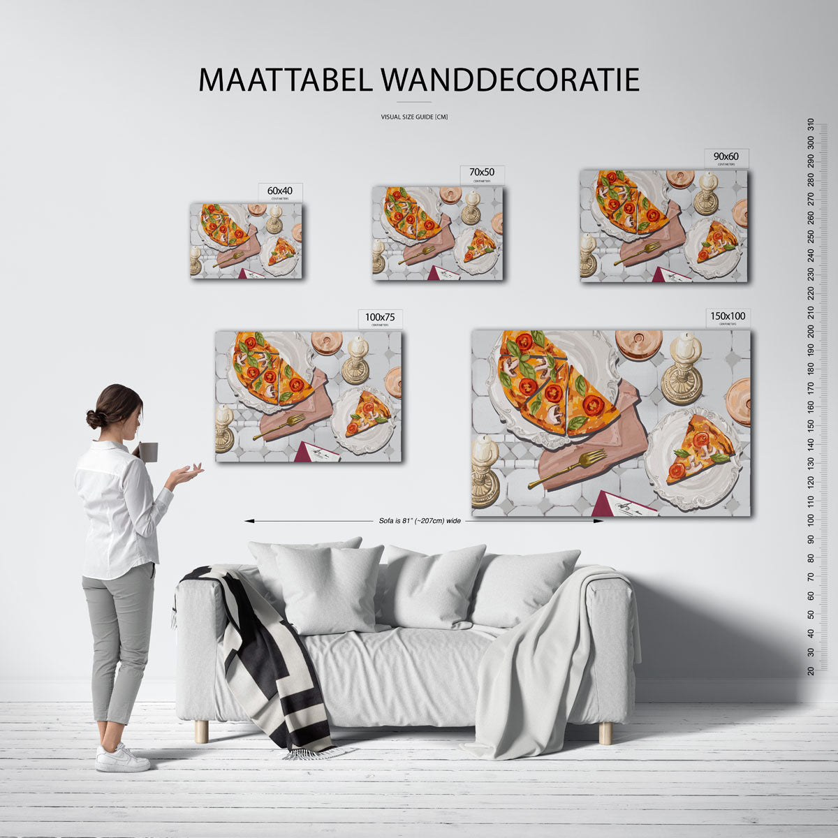 Pizza en kaarsen Kunstwerk