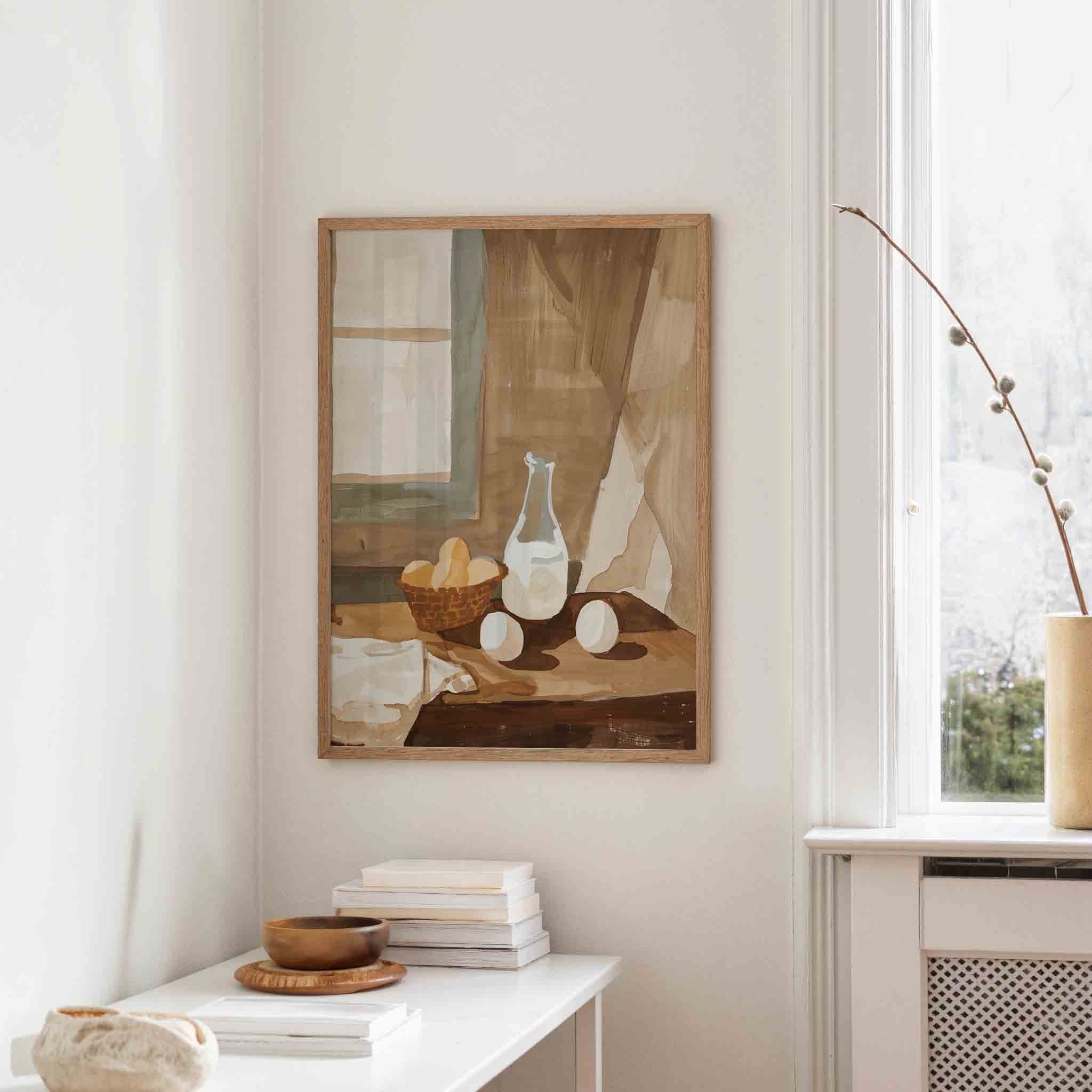 Stilleven met eieren en karaf Poster