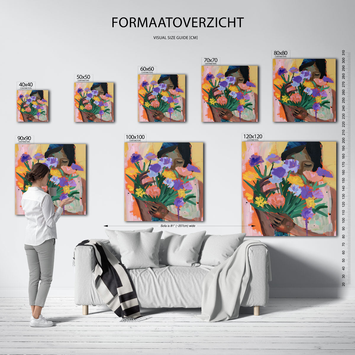 Bloemen en vrouw Poster
