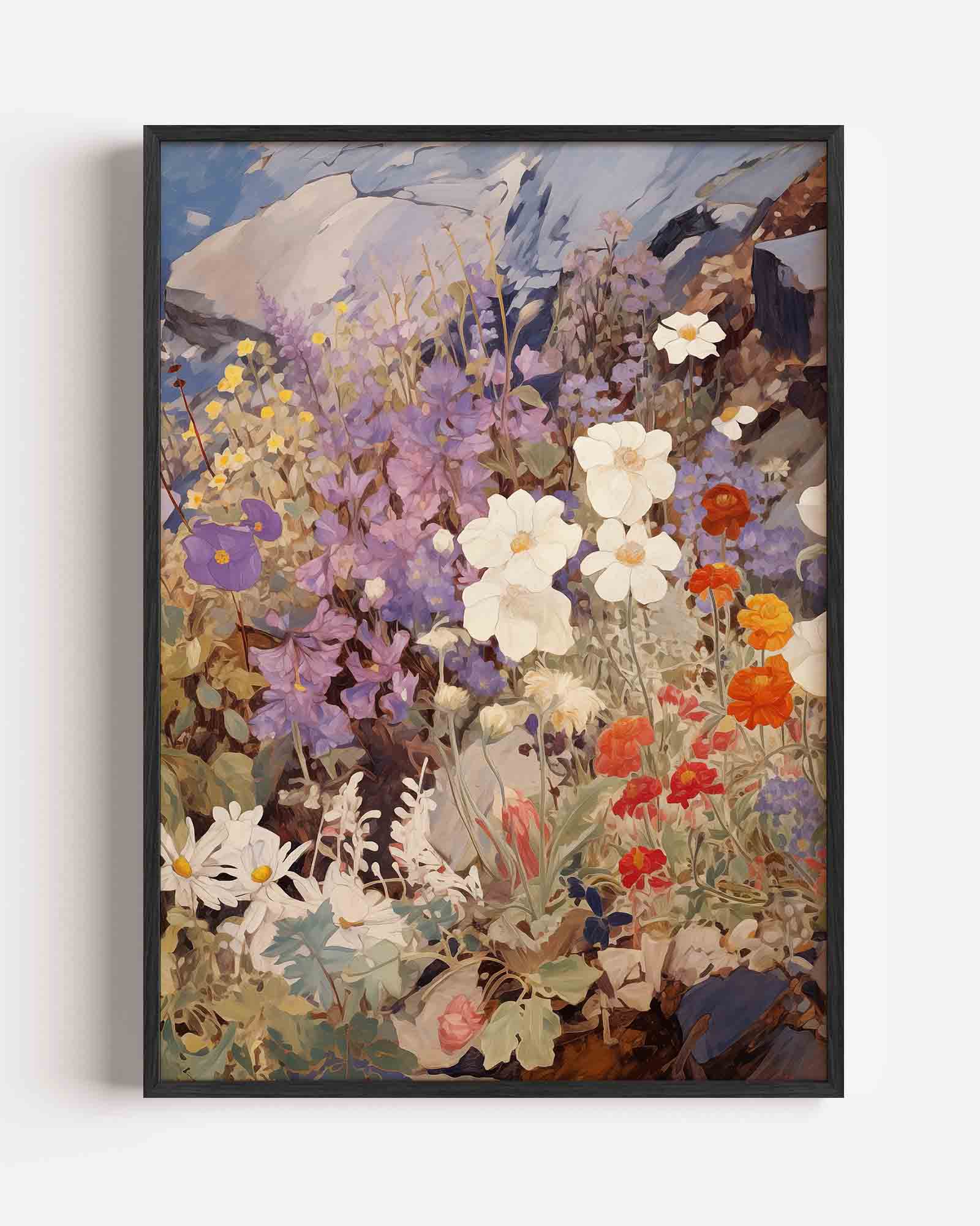 Bloemen en rotsen Poster