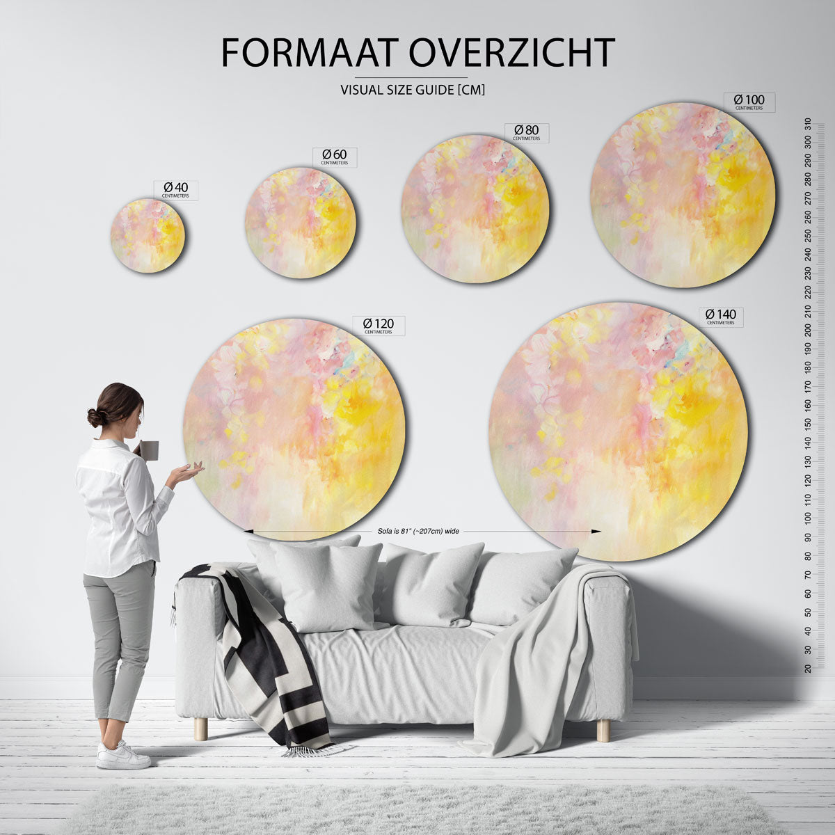 Pastel bloemen Muurcirkel