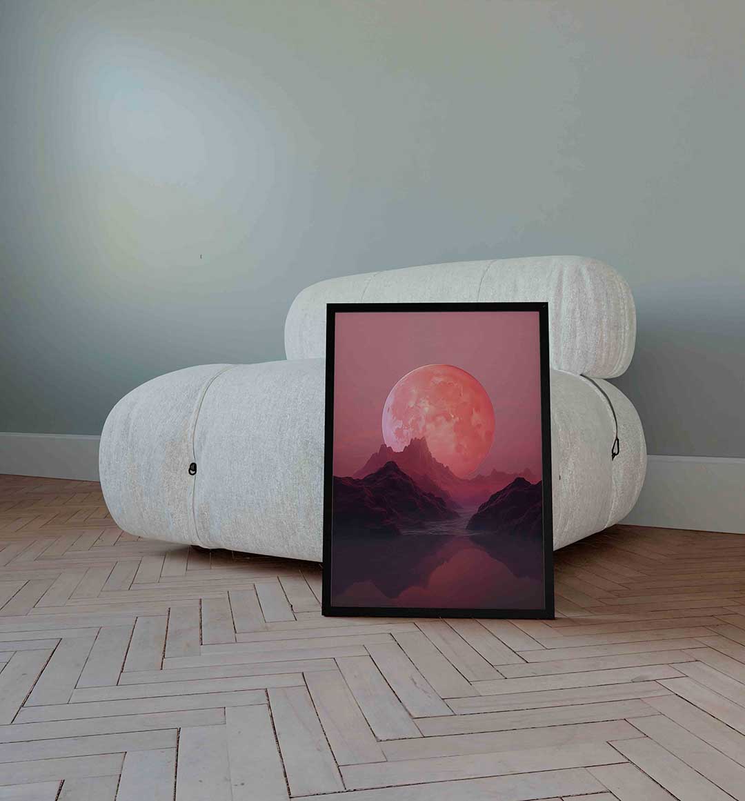 Roze maanlandschap Poster