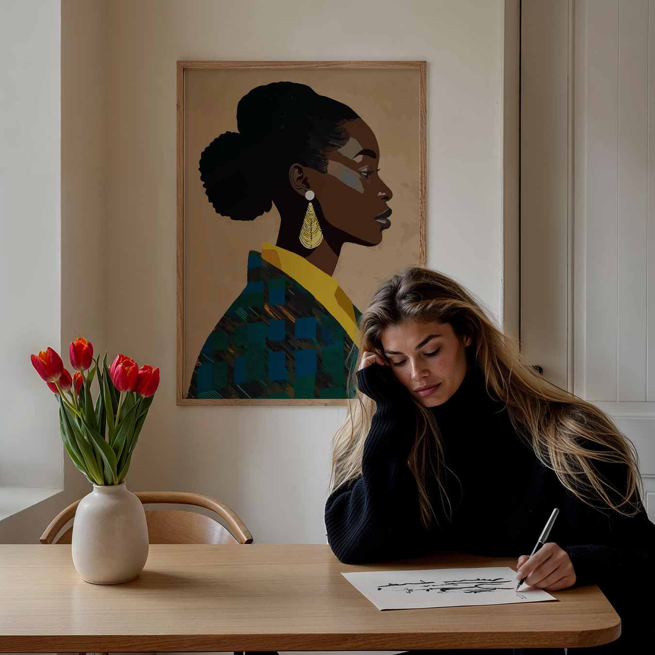Stijlvolle Silhouet Met Gouden Accenten Poster-WallArtistic