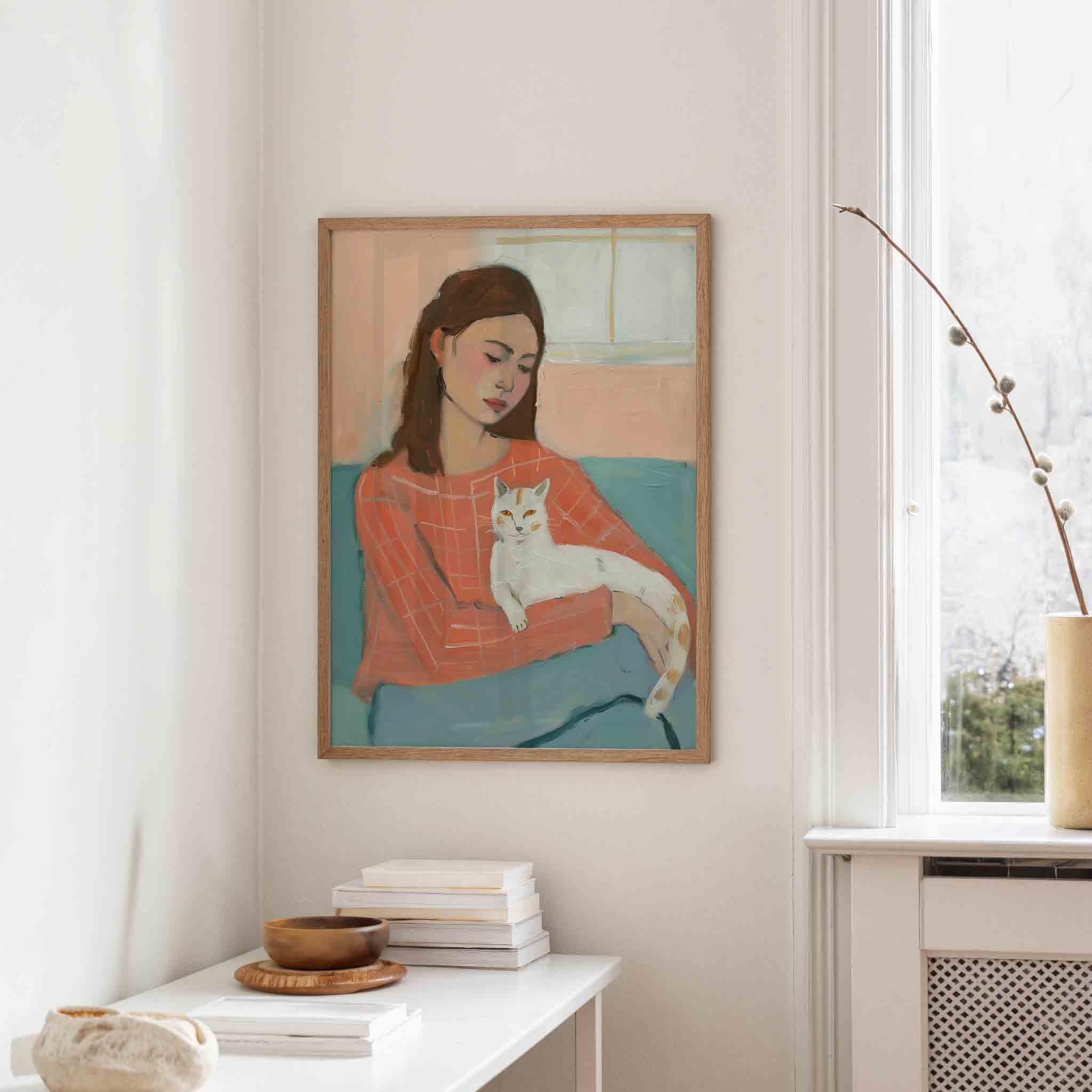 Vrouw met kat Poster