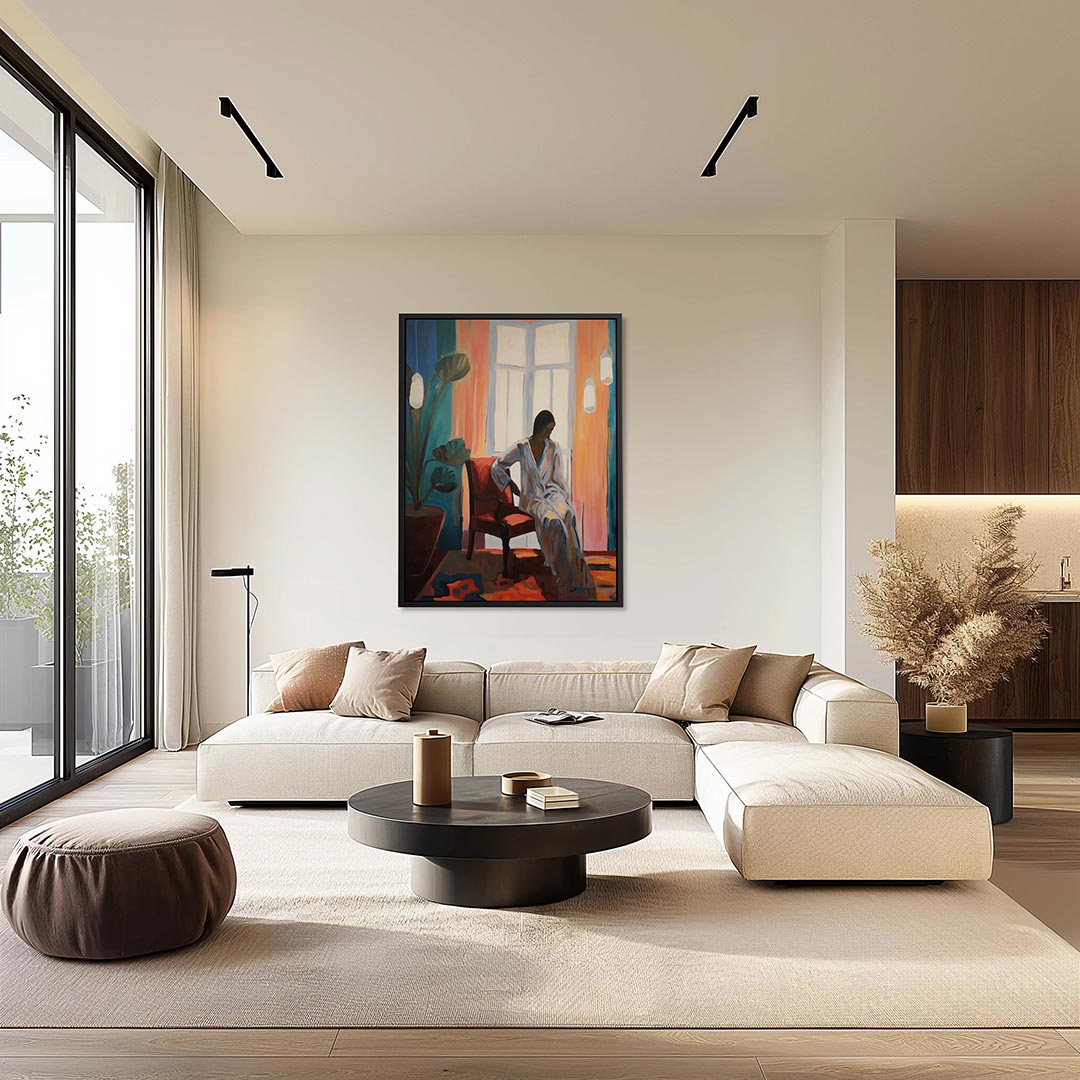 Vrouw in interieur Kunstwerk