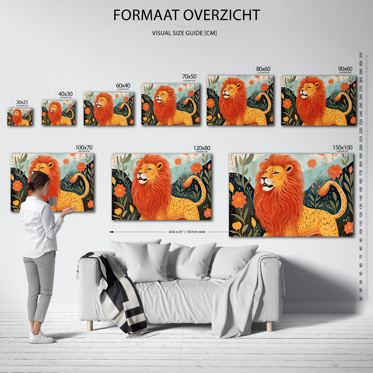 Leeuw met bloemen Poster