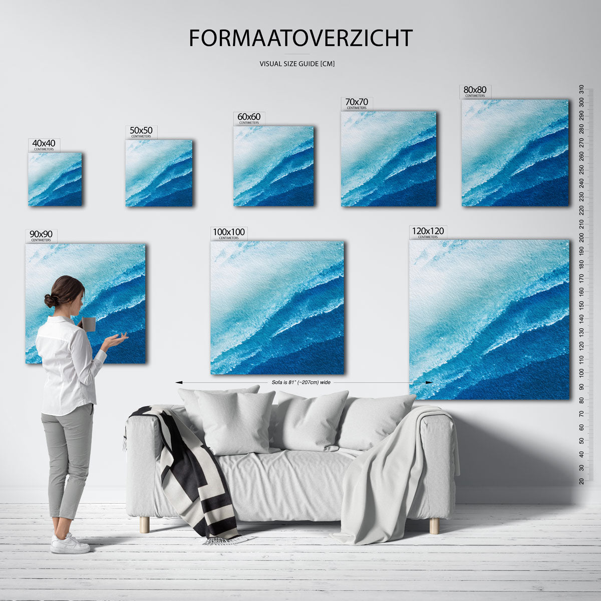 Golvende blauwe Poster