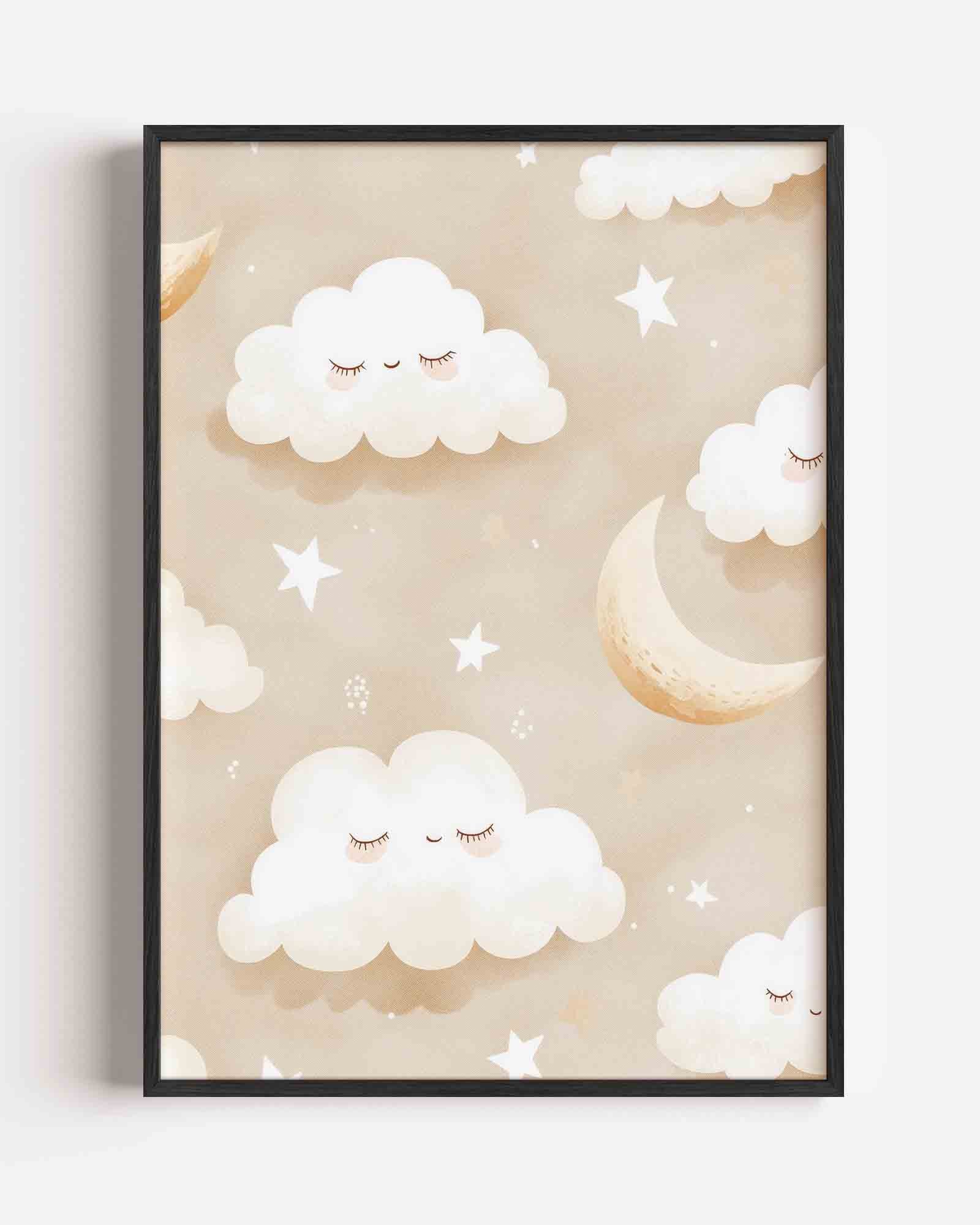 Slapende wolken en maan Poster