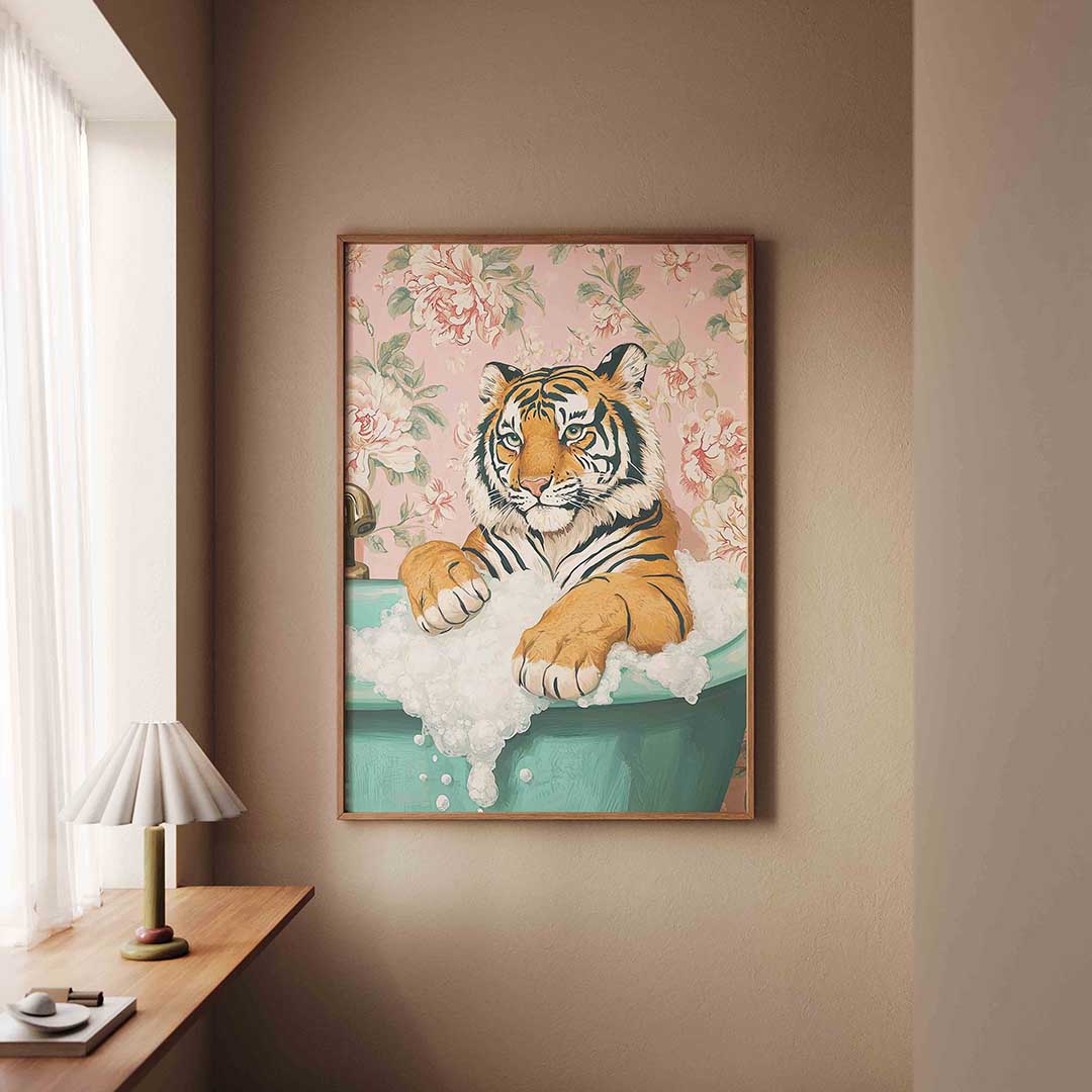 Tijger in bad Poster