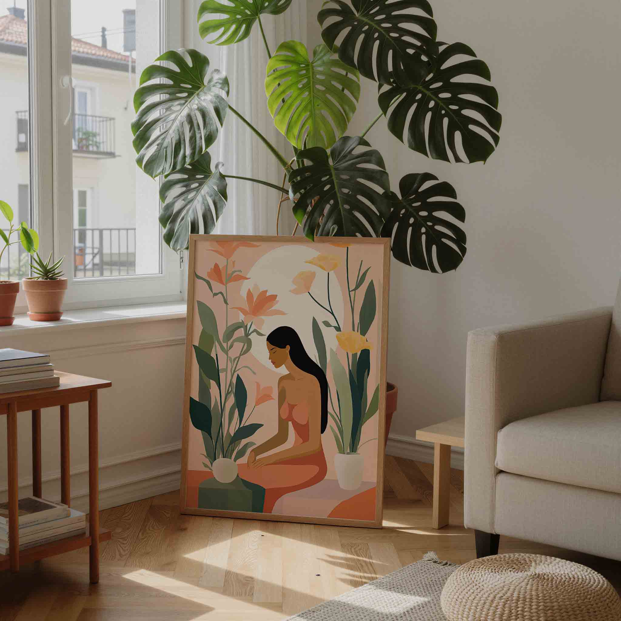 Vrouw met bloemen Poster