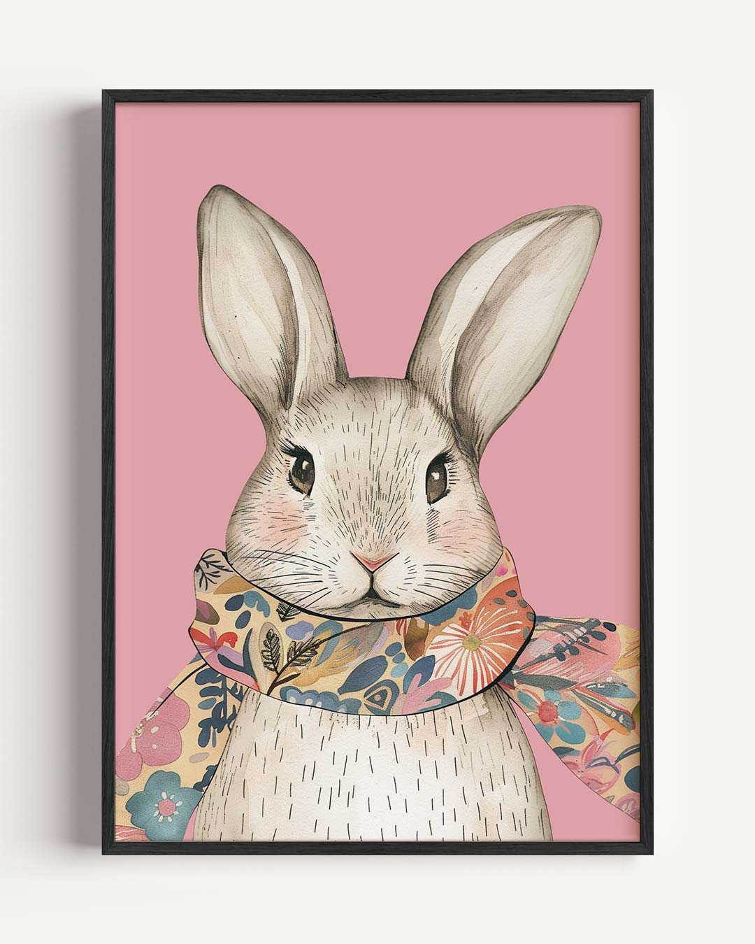 Schattige Konijnenposter met Sjaal Poster-WallArtistic