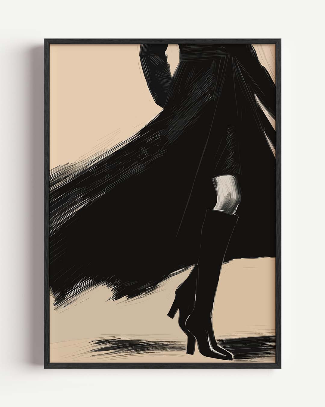 Elegante Stijlvolle Vrouw in Zwart Poster-WallArtistic
