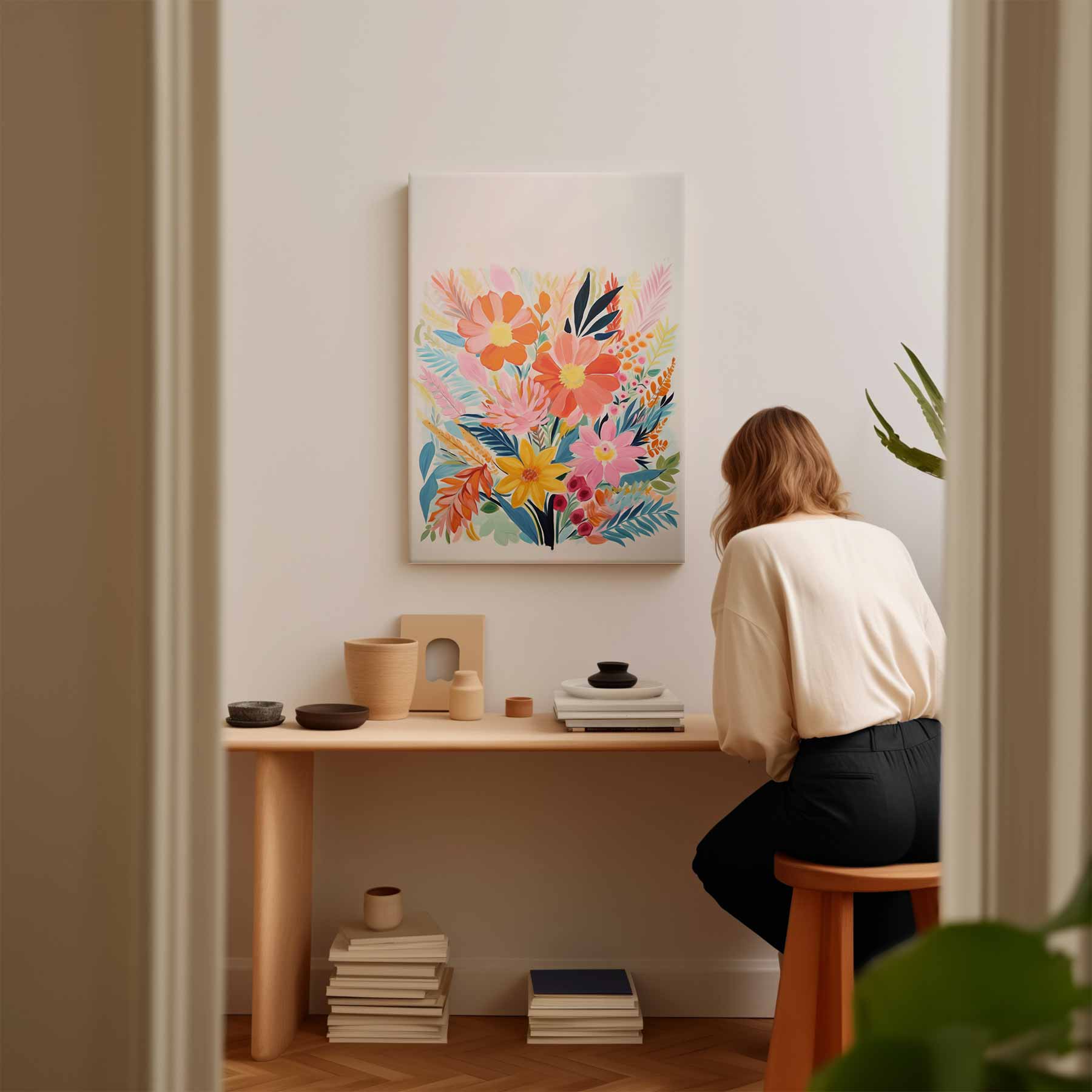 Kleurrijke Bloemenpracht Kunstwerk-canvas-dibond-plexiglas-wanddecoratie-WallArtistic