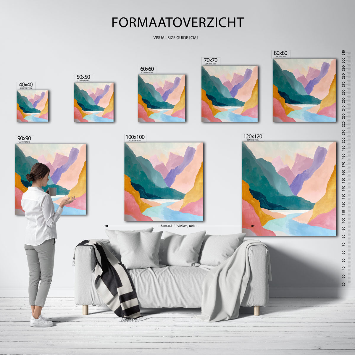 Berglandschap in pastel Poster