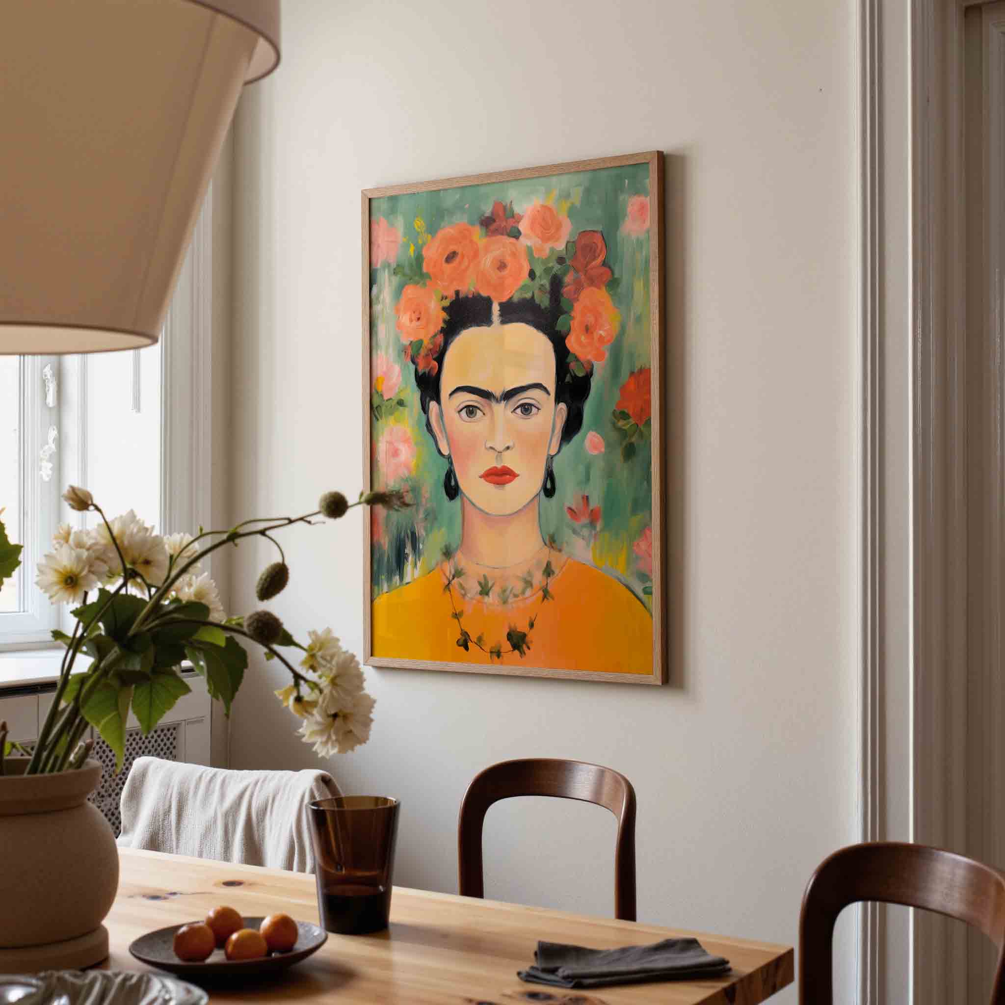 Portret met bloemen Poster