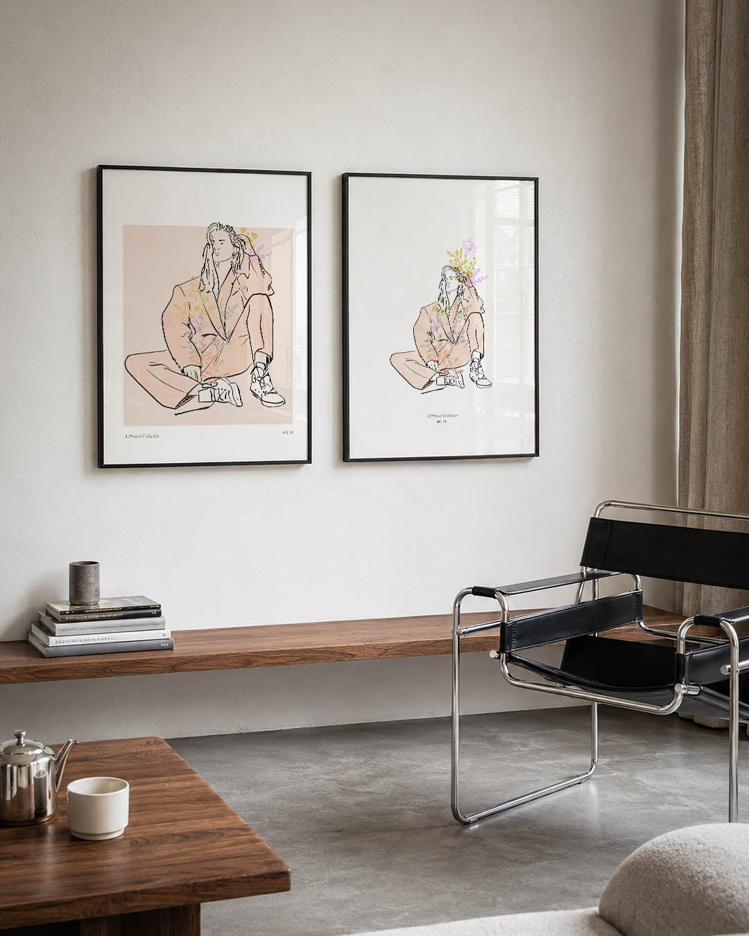 Lijnen en bloemen Posterset