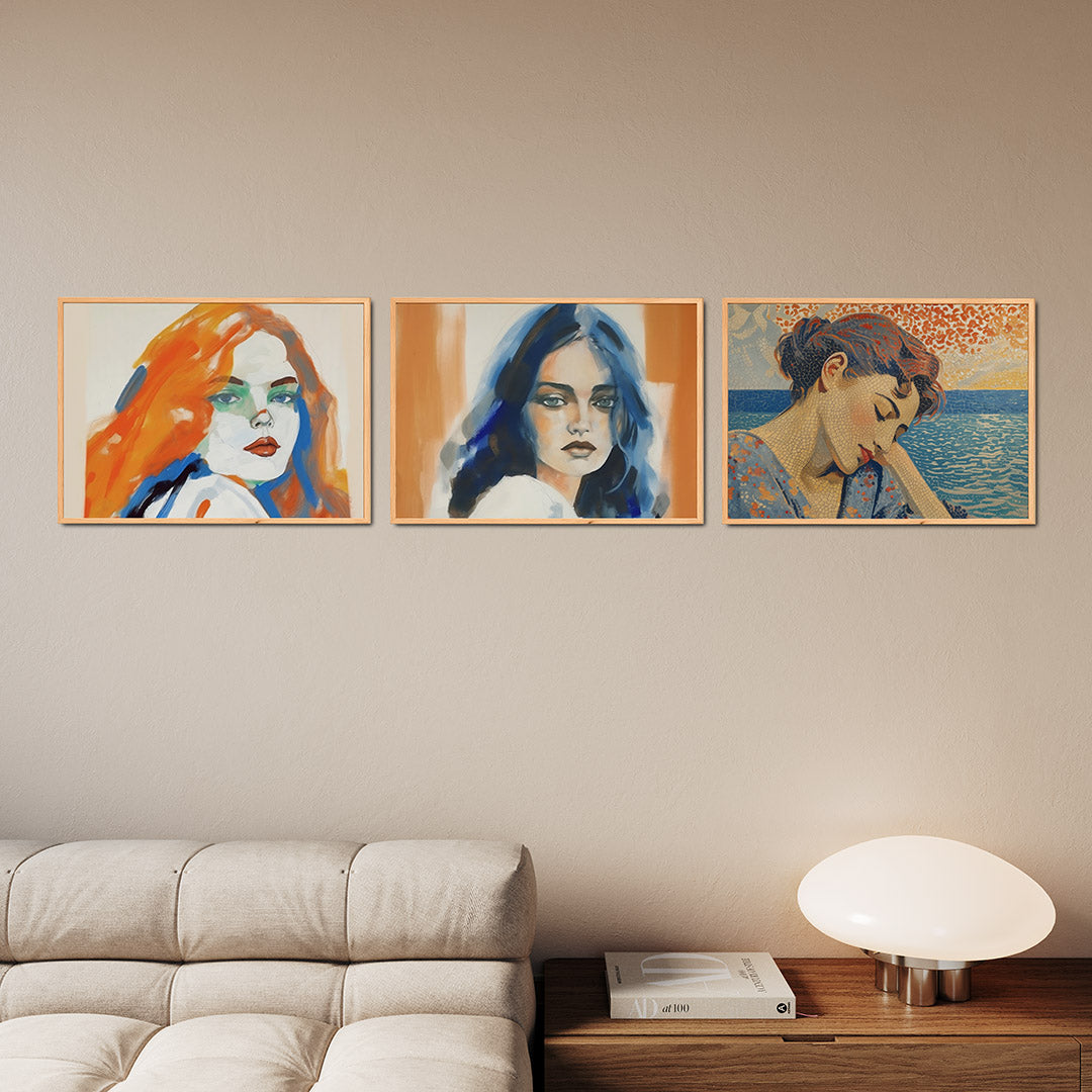 Kleurrijke portretuitdrukking Posterset