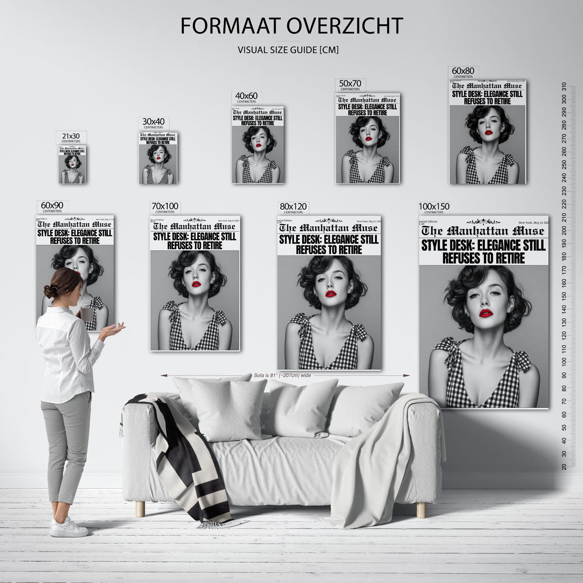 Stijlvolle vrouw met rode lippen Poster