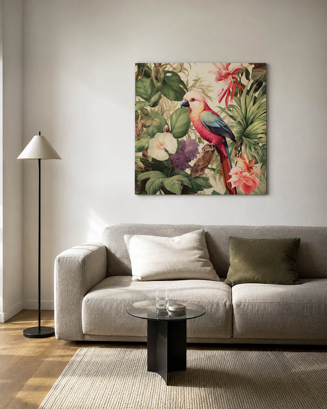 Exotische vogel en bloemen Kunstwerk