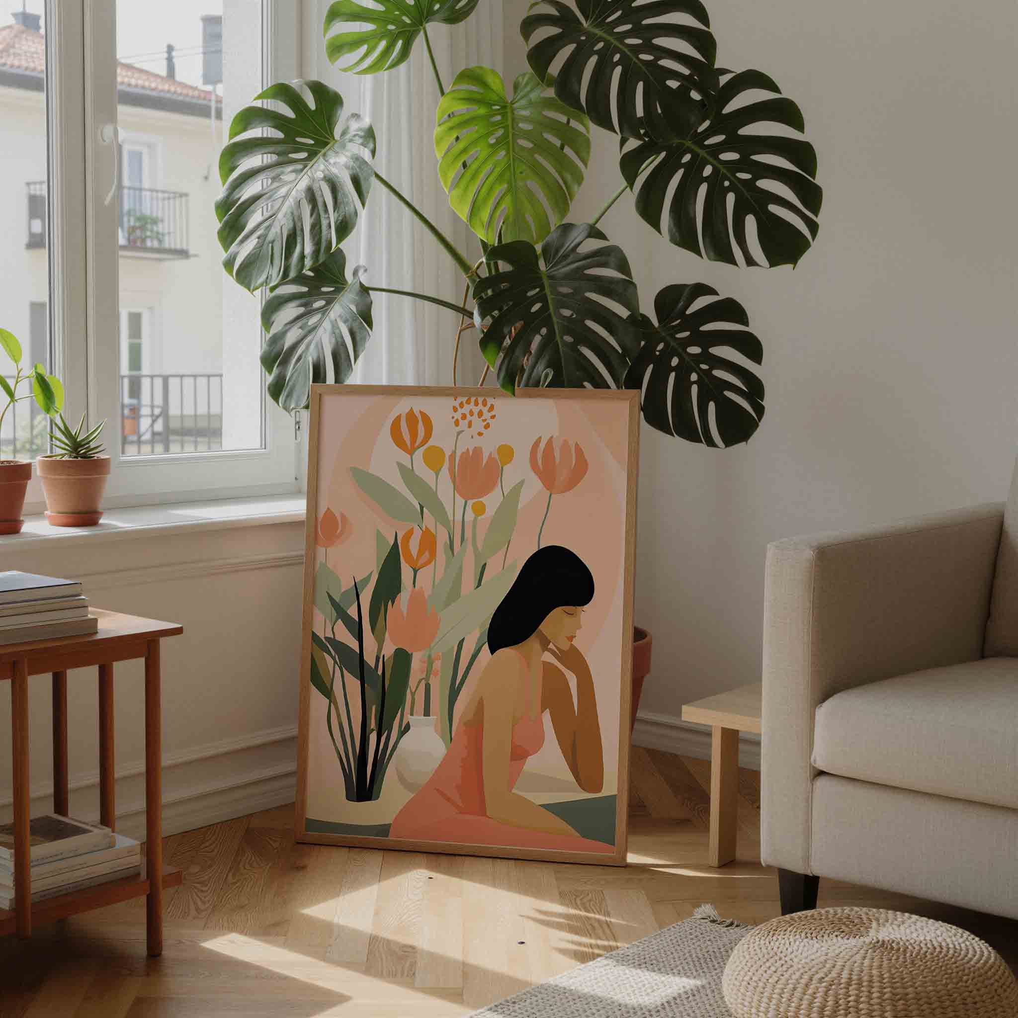 Vrouw met bloemen Poster