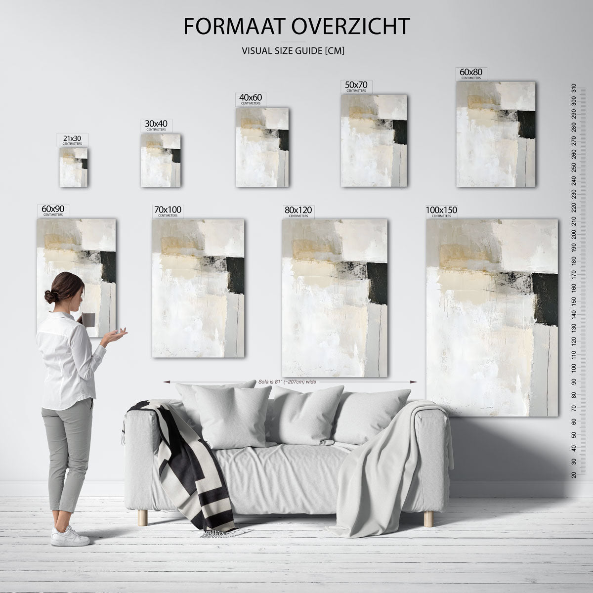 Abstracte beige en zwarte Poster