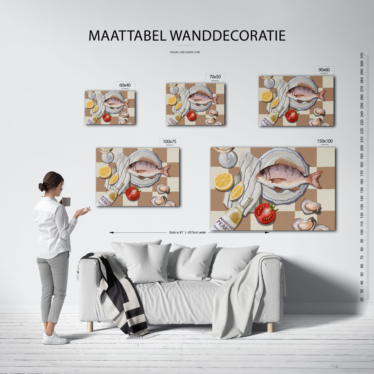 Vis en groenten compositie Kunstwerk