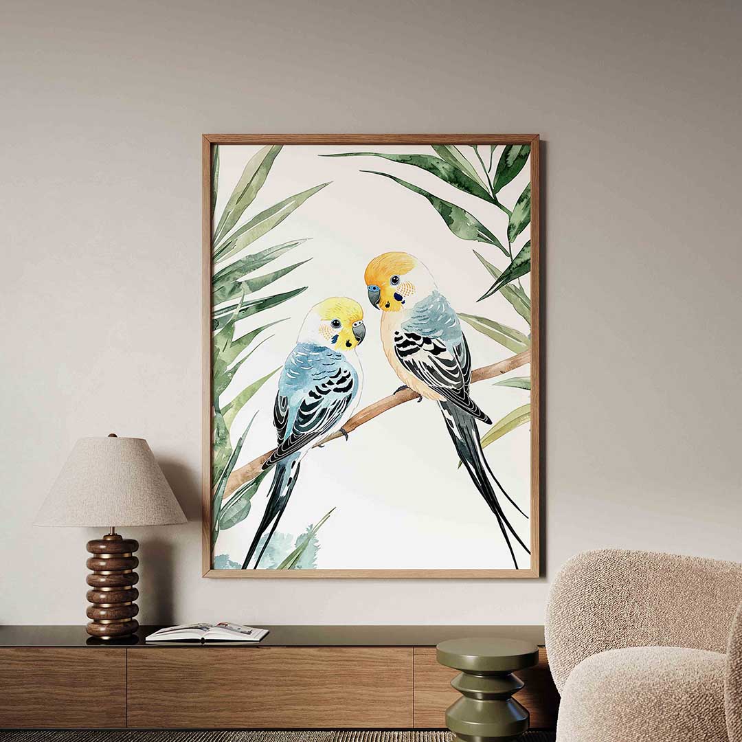 Parkieten op tak Poster