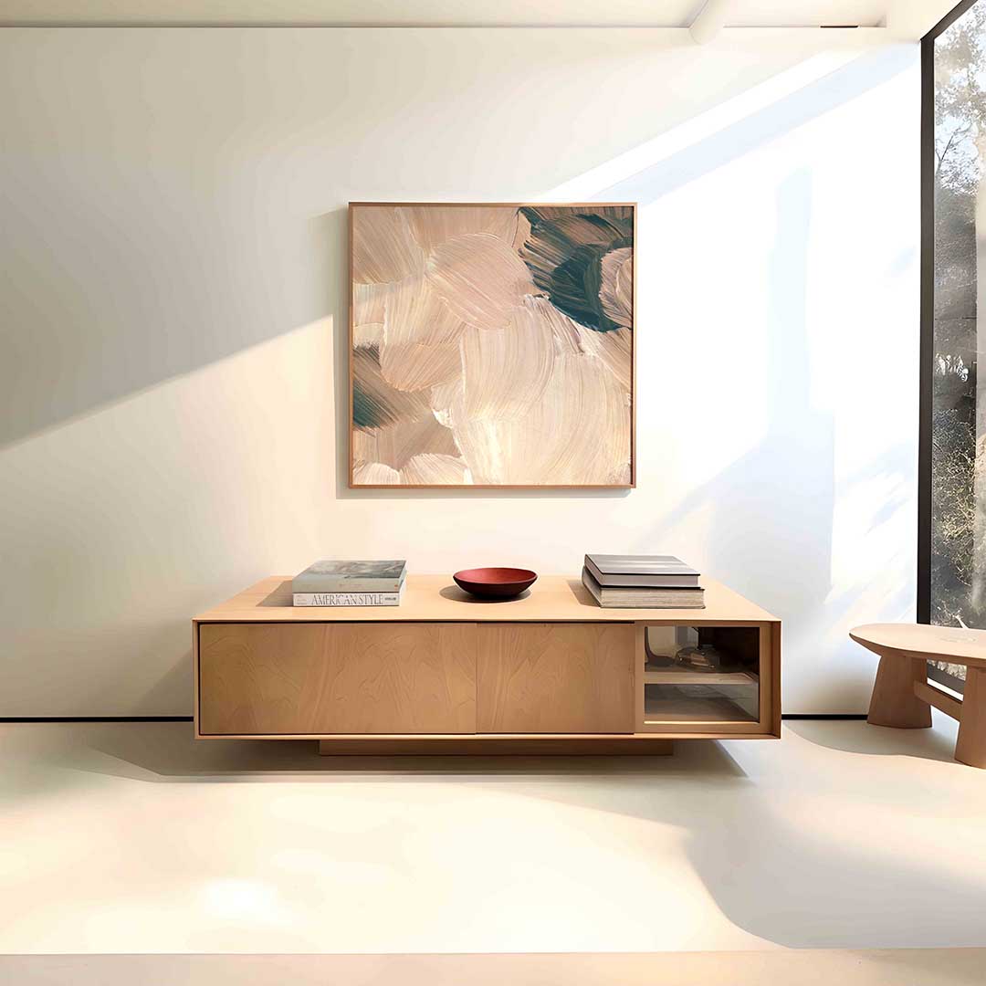 Abstracte beige penseelstreken Poster