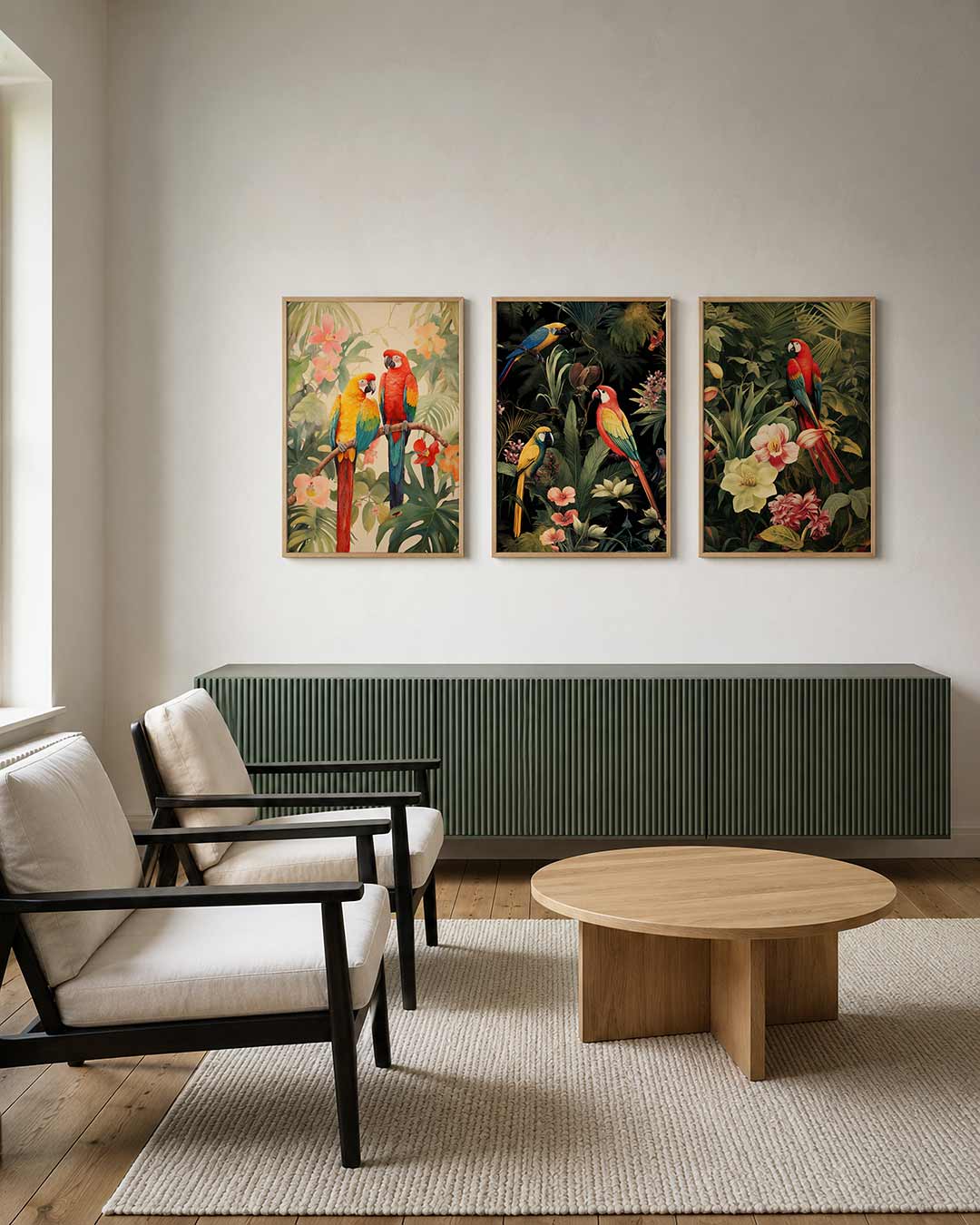 Kleurrijke papegaaien Posterset