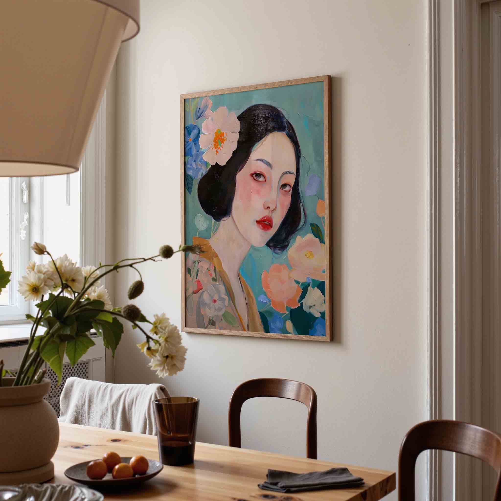 Vrouw met bloemen Poster