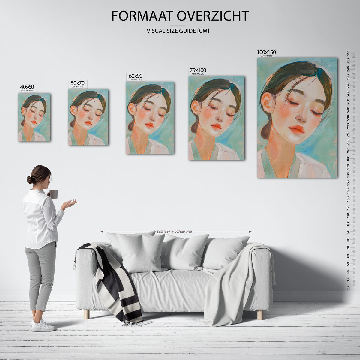Dromerige portretstudie Kunstwerk