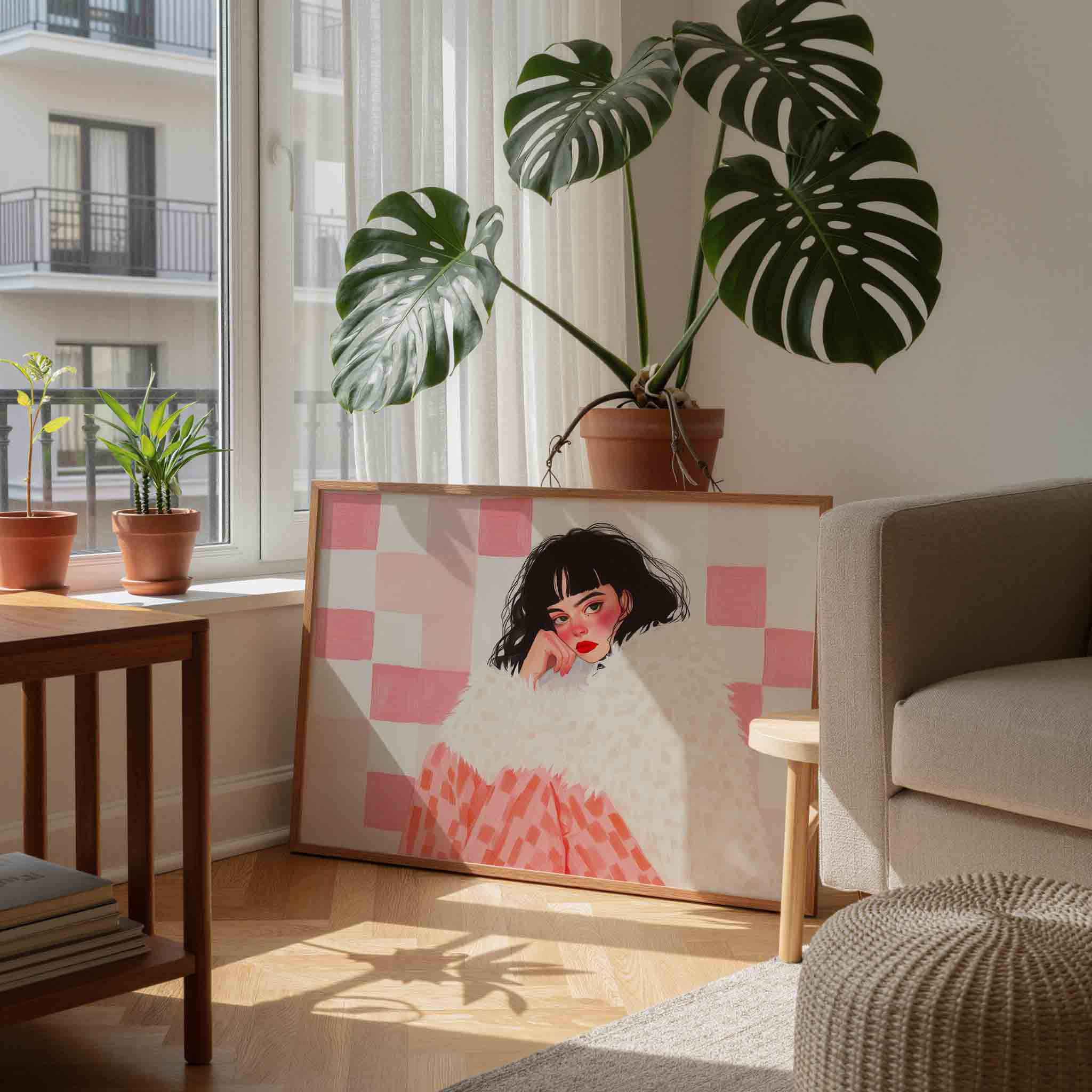 Vrouw met bontjas Poster