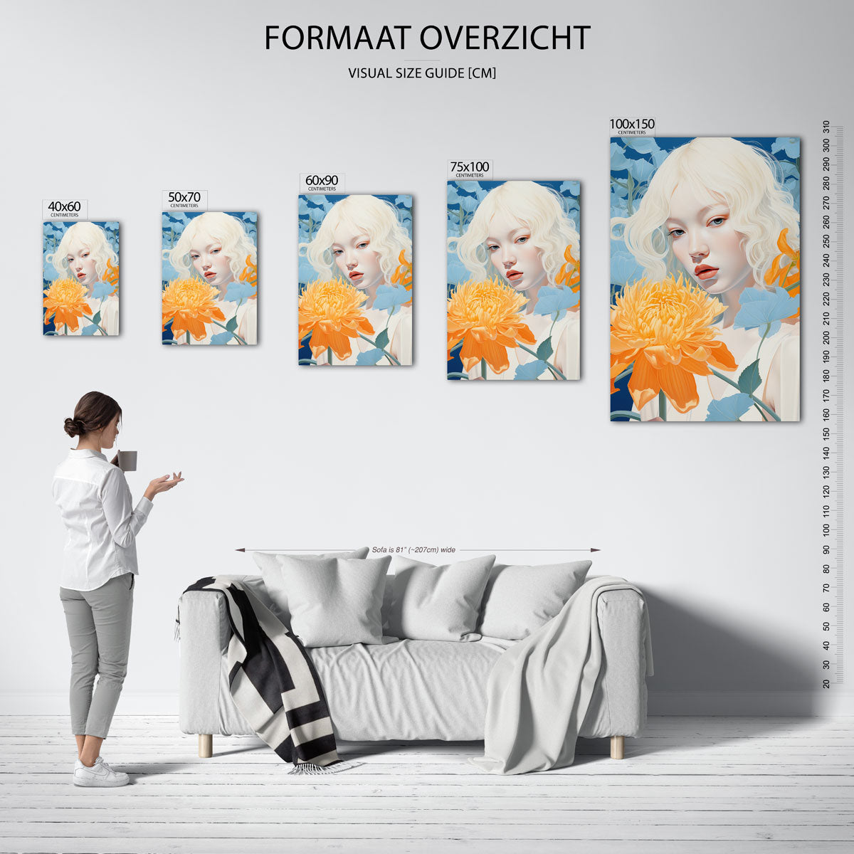 Vrouw met bloemen Kunstwerk