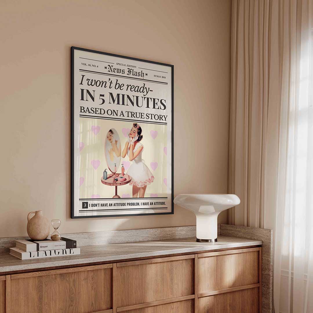 Retro vrouw met spiegel Poster