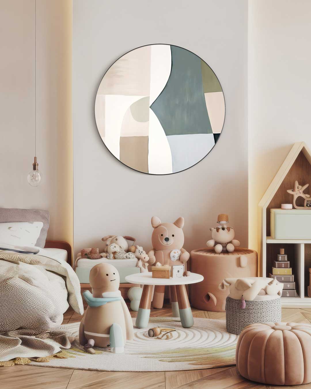 Abstracte Wandcirkel Beige Groenten Muurcirkel-WallArtistic