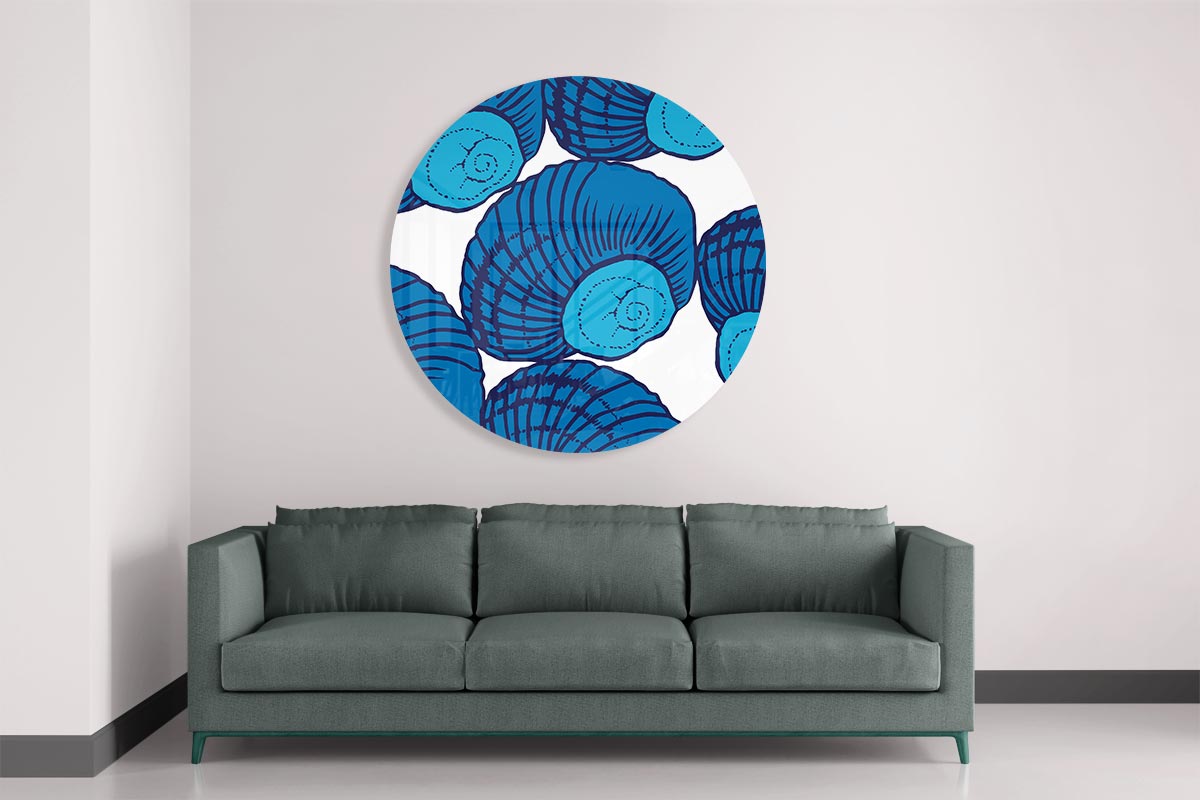 Blauwe Schelp Muurcirkel-WallArtistic