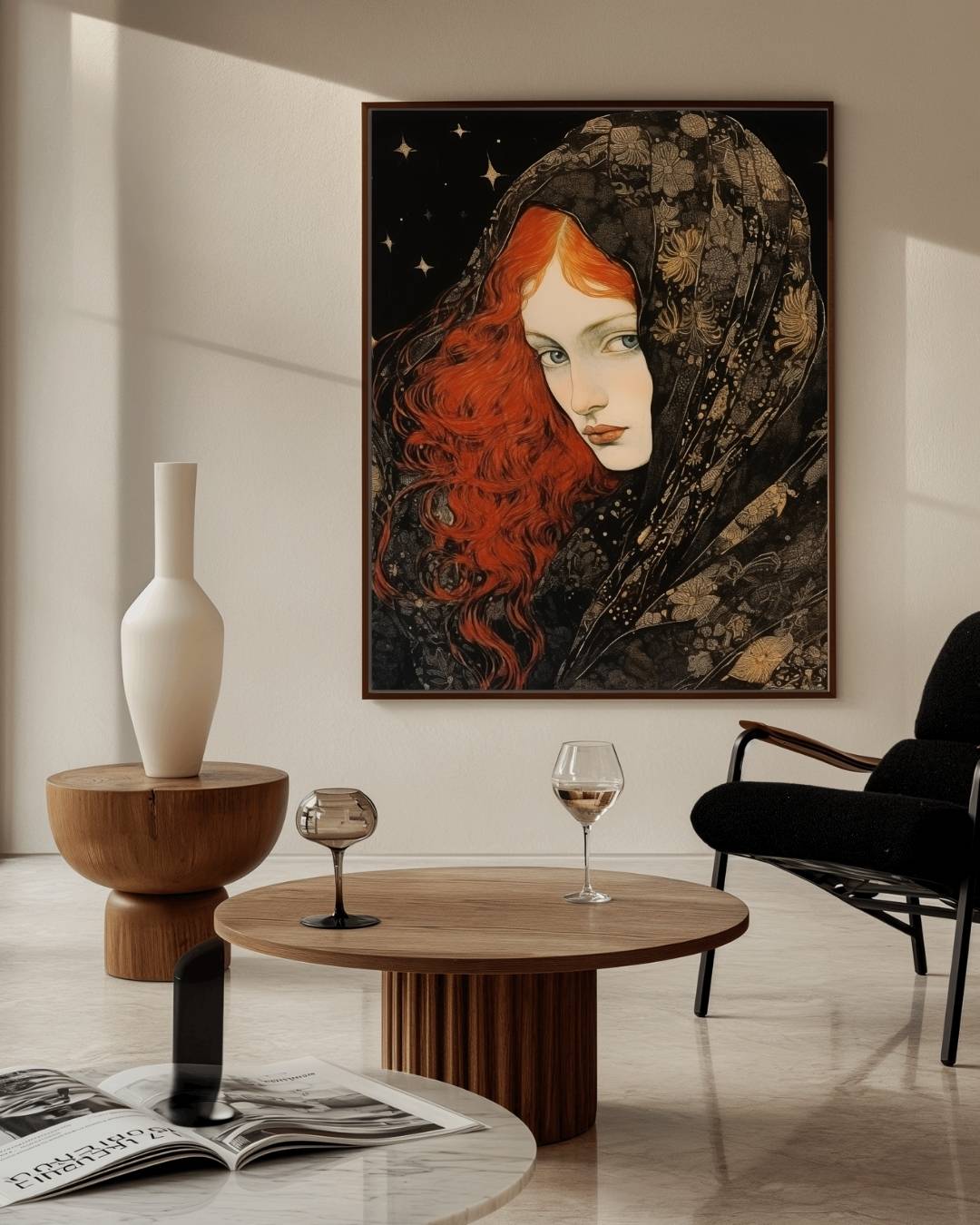 Mystieke vrouw met rode haren Poster