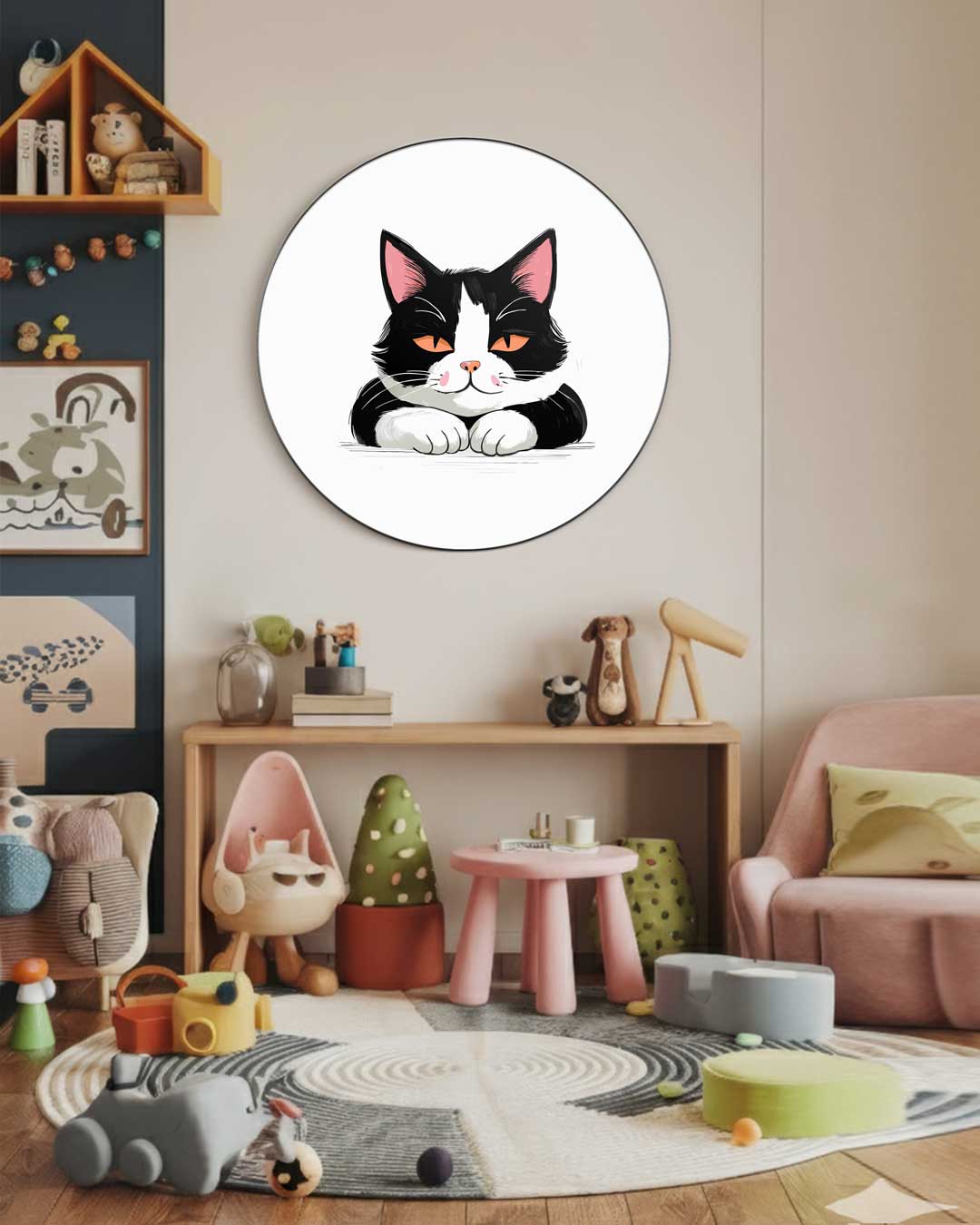 Schattige Kat Muurcirkel-WallArtistic