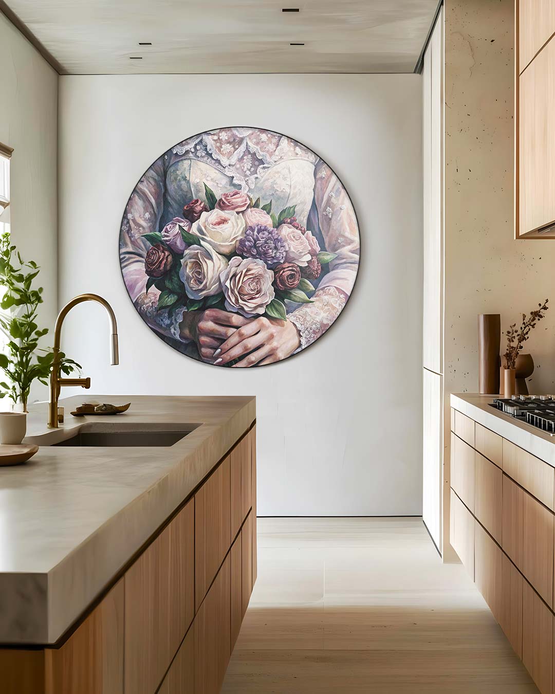 Romantische Bloemen Bruid Muurcirkel-WallArtistic