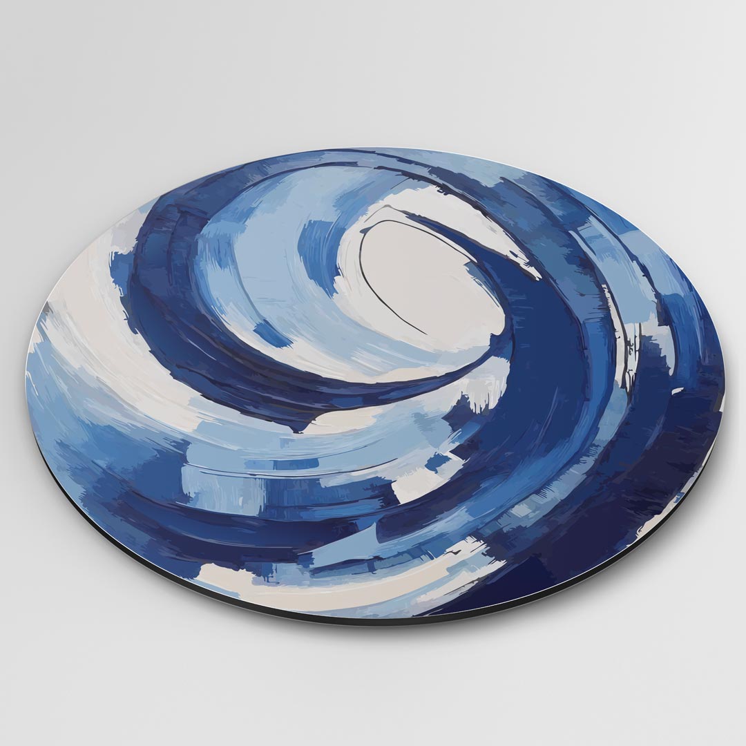 Draaiende Blauwe Vortex Muurcirkel-WallArtistic