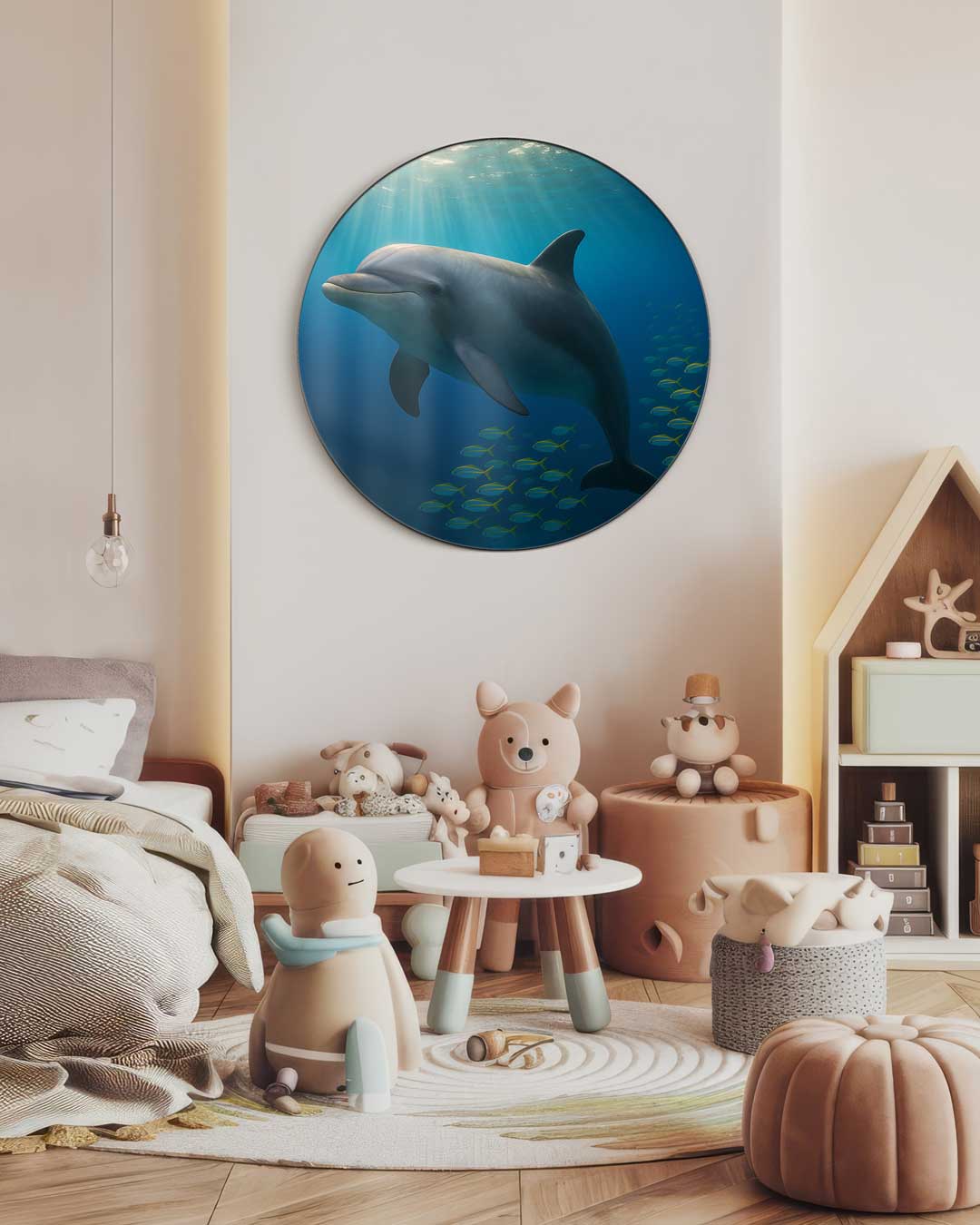 Dolfijn Onderwater Avontuur Muurcirkel-WallArtistic